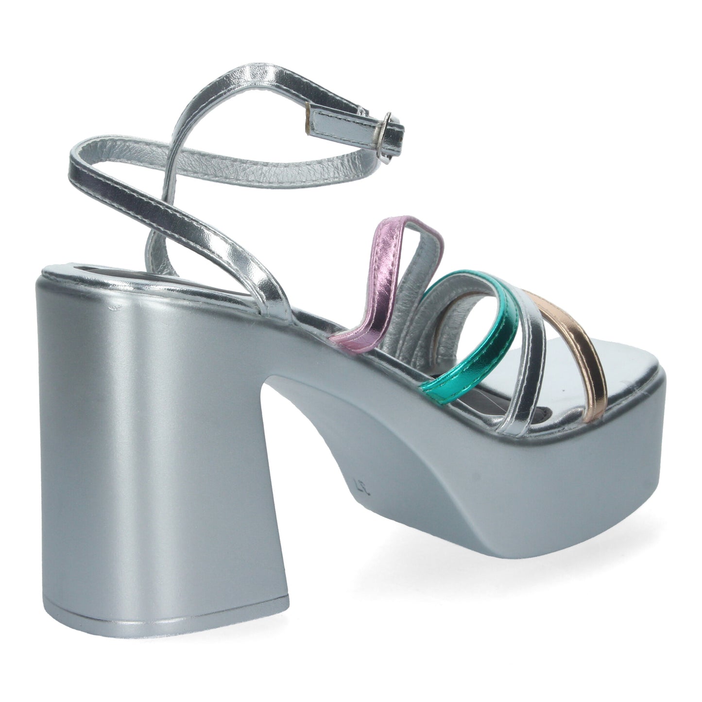 Cyrena Ibiza Vibes – Sandalias Plateadas de Tacón Multicolor para Mujer