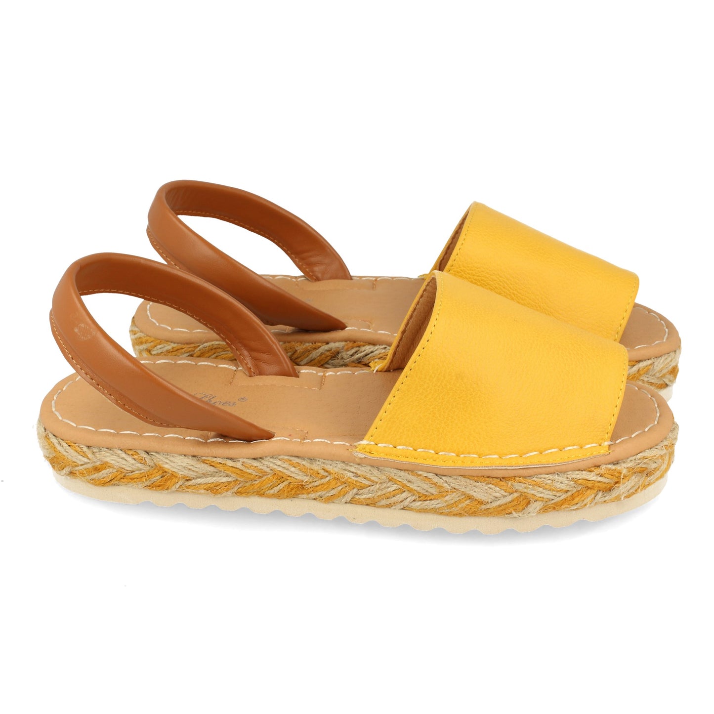 CyrenaStyle Amarilla Simple – Sandalia Plana de Yute con Pala Simple y Cierre Ajustable al Talón para Mujer | Primavera-Verano