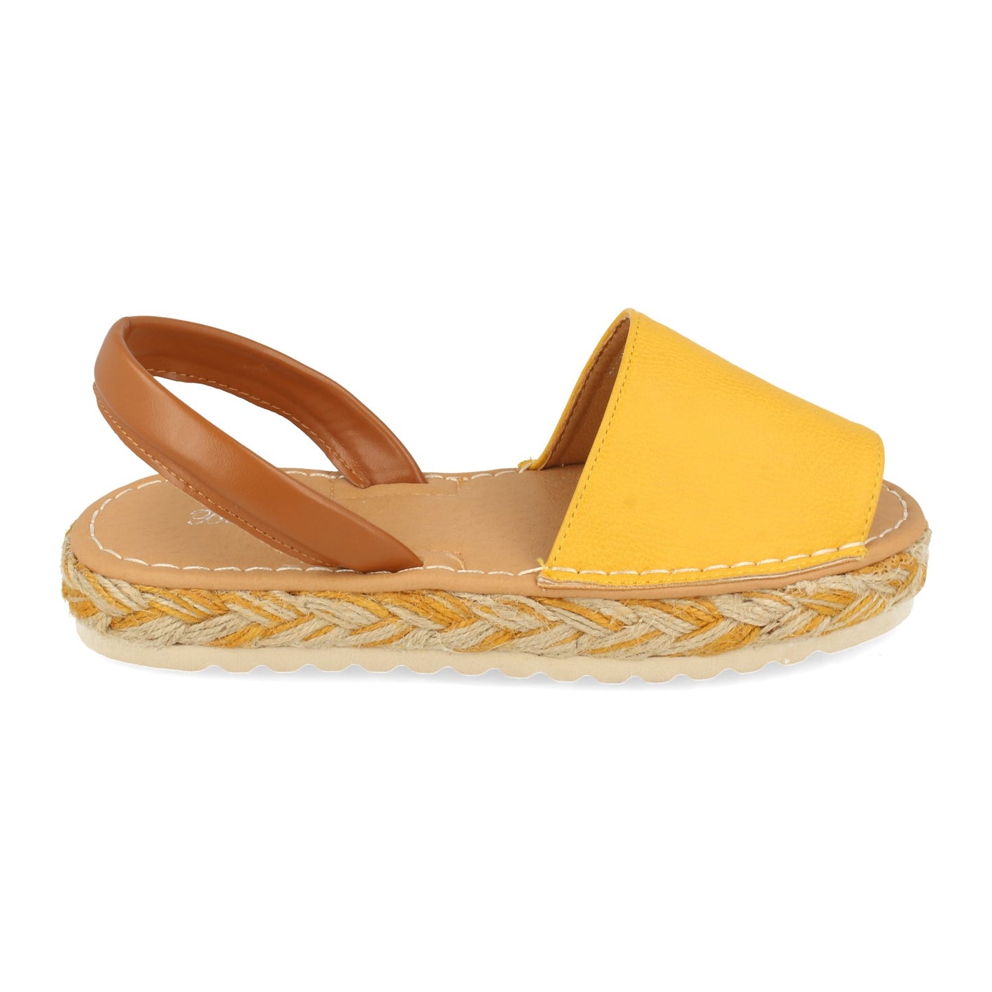 CyrenaStyle Amarilla Simple – Sandalia Plana de Yute con Pala Simple y Cierre Ajustable al Talón para Mujer | Primavera-Verano