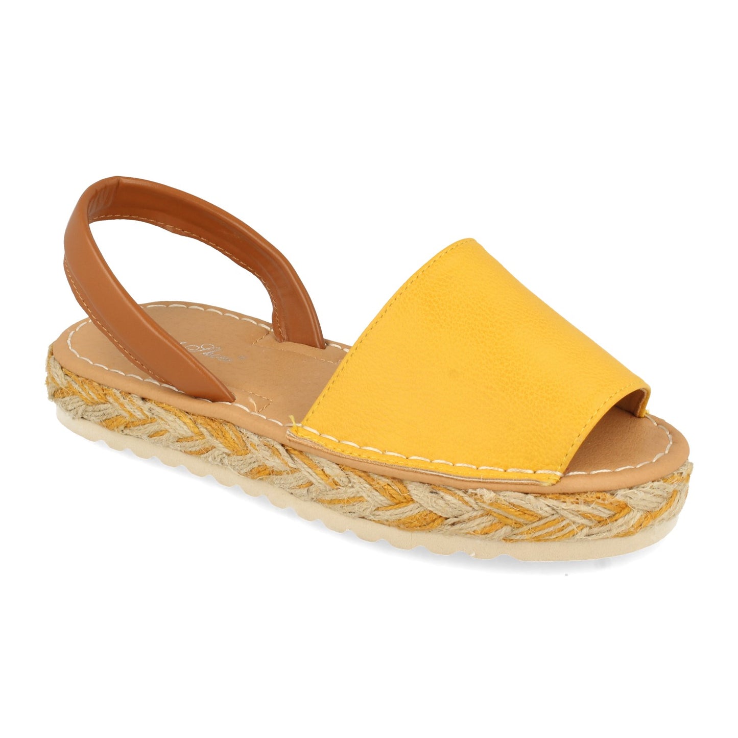 CyrenaStyle Amarilla Simple – Sandalia Plana de Yute con Pala Simple y Cierre Ajustable al Talón para Mujer | Primavera-Verano