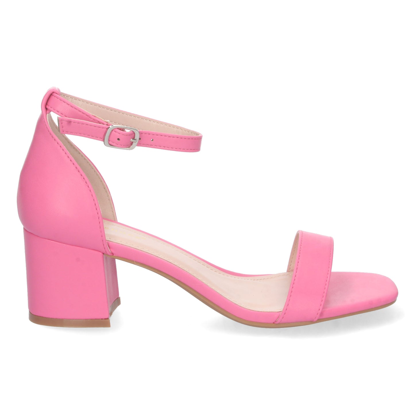 Cyrena Fuchsia Strap – Sandalia Fucsia Ankle Strap de Tacón Cómodo con Pala Fina y Hebilla para Mujer