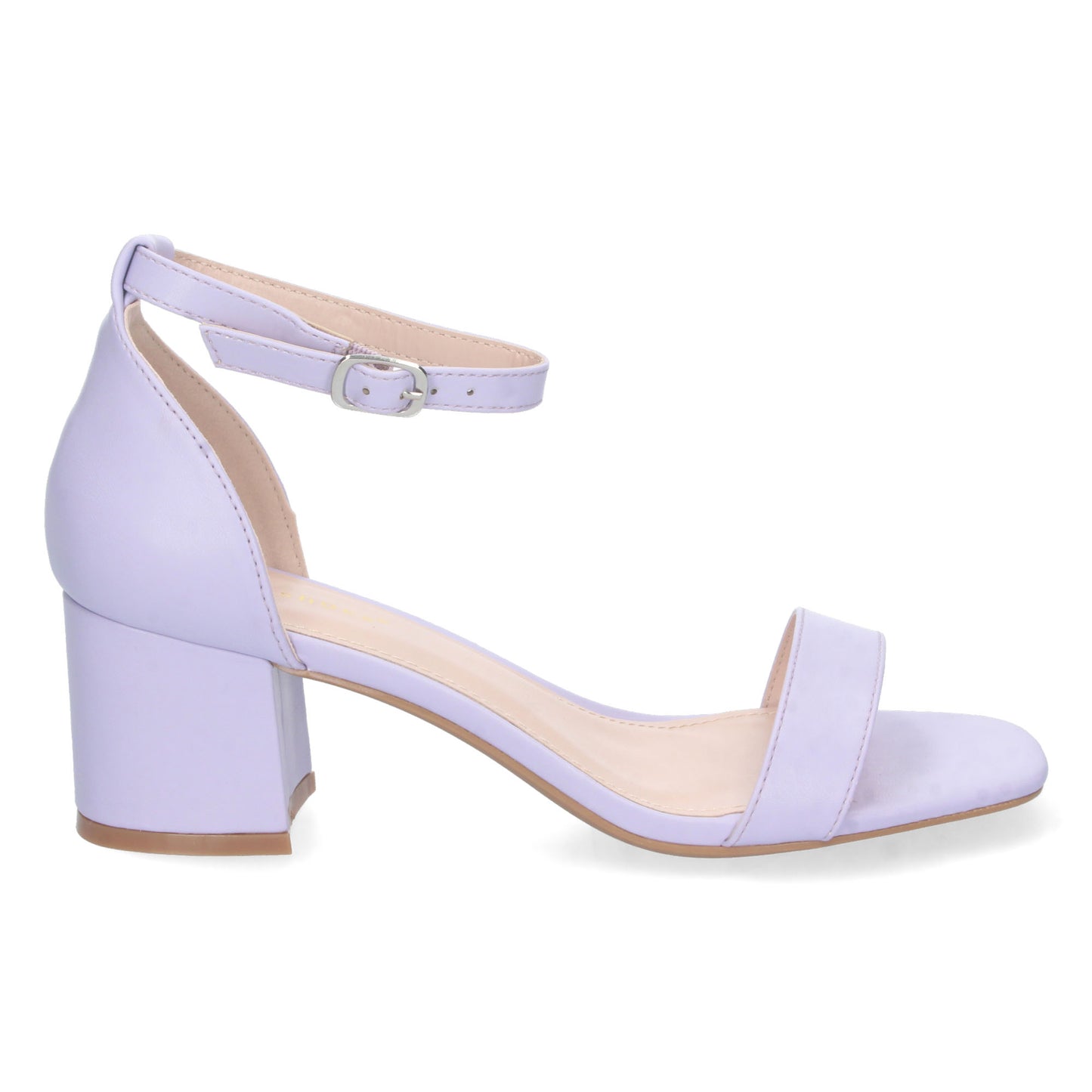 Cyrena Lila Strap – Sandalia Lila Ankle Strap de Tacón Cómodo con Pala Fina y Hebilla para Mujer
