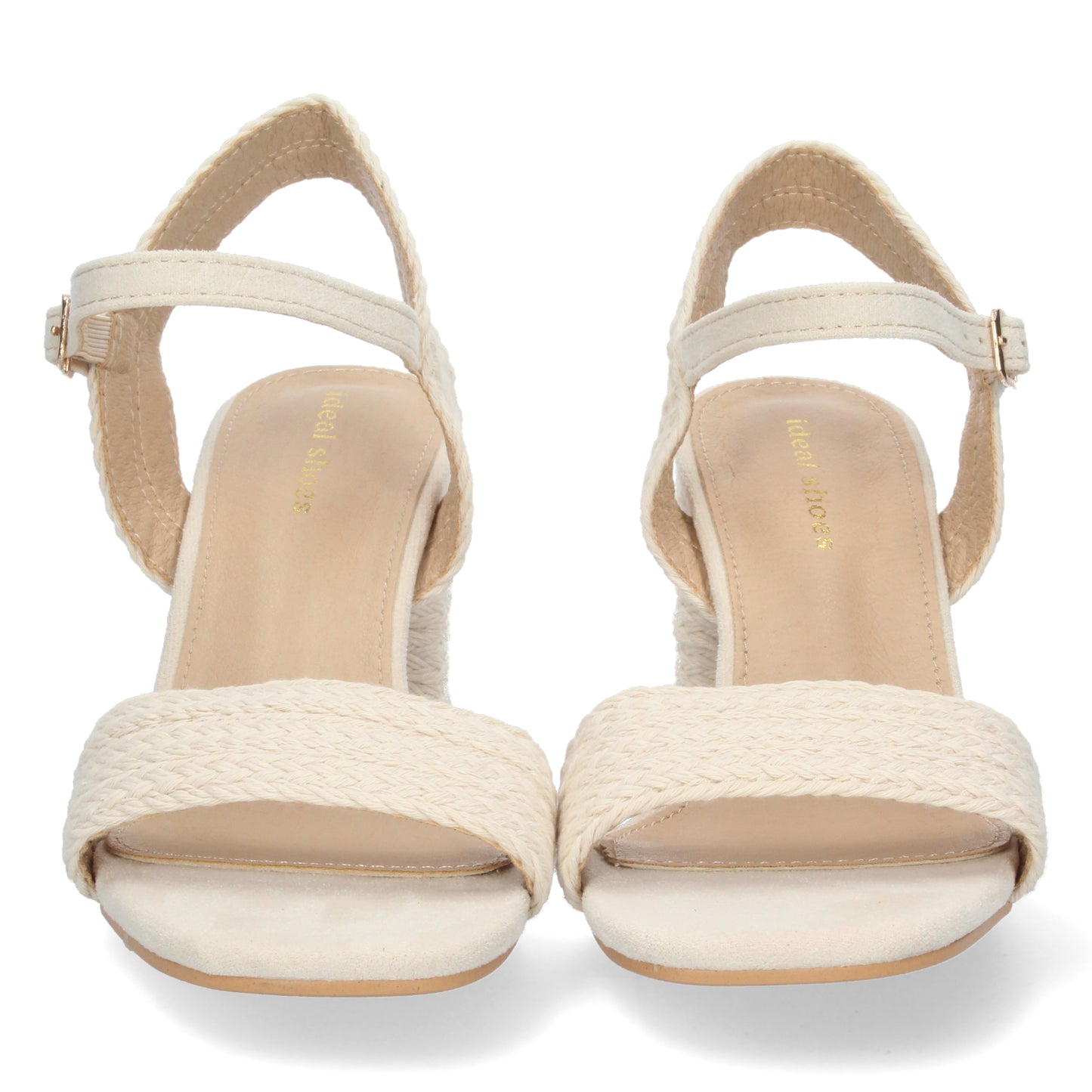 Cyrena Beige Luxe – Sandalia Beige de Tacón Medio para Mujer con Forrado de Yute y Pala Fina