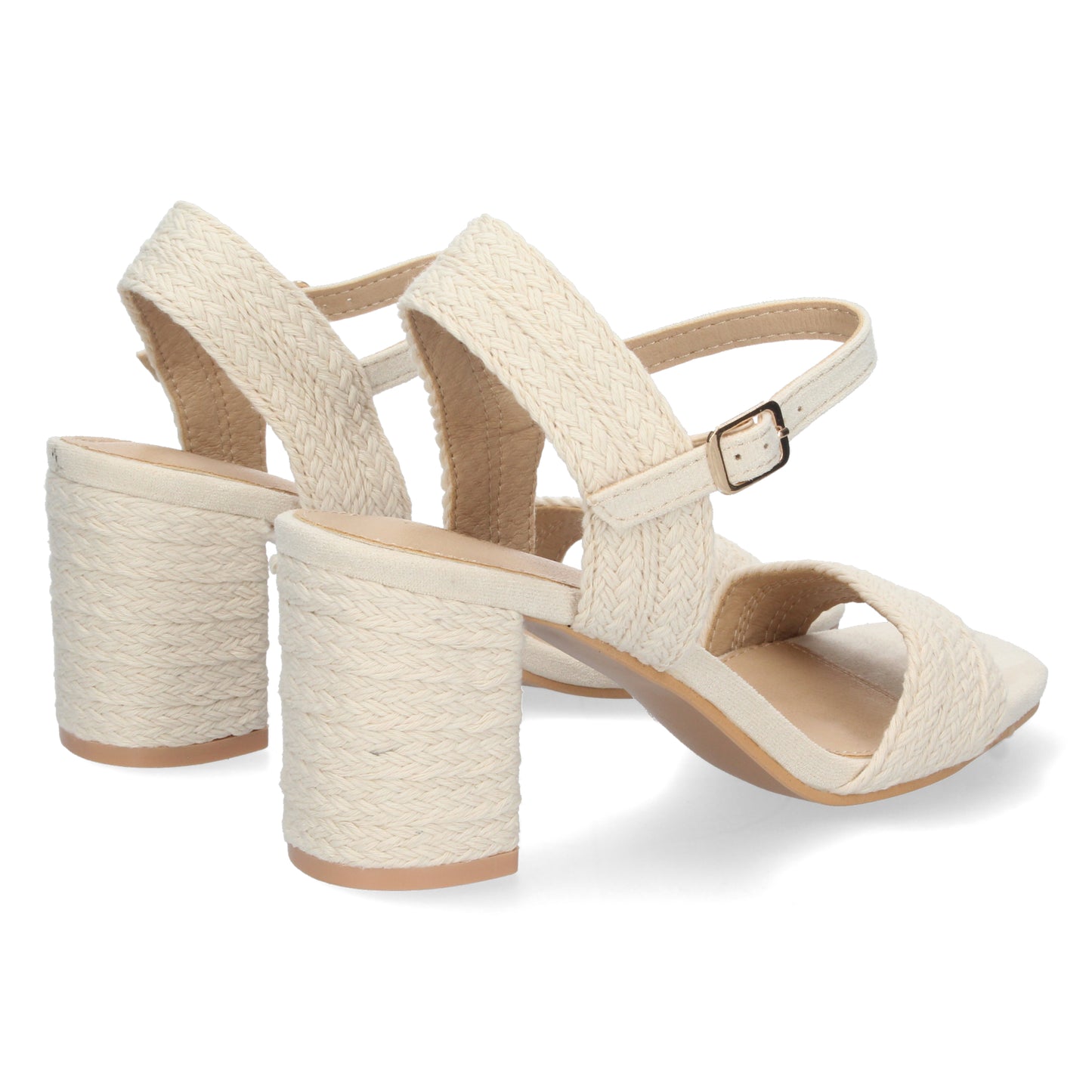 Cyrena Beige Luxe – Sandalia Beige de Tacón Medio para Mujer con Forrado de Yute y Pala Fina