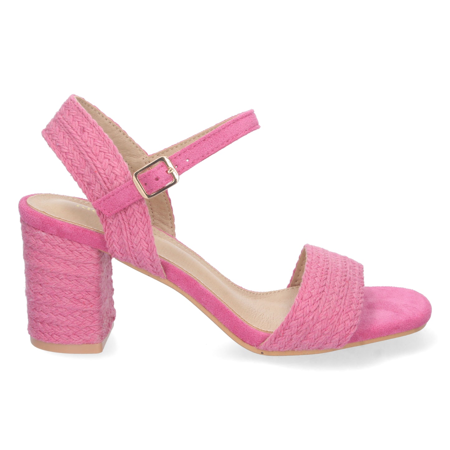 Cyrena Fuchsia Charm – Sandalia Fucsia de Tacón Medio para Mujer con Forrado de Yute y Pala Fina
