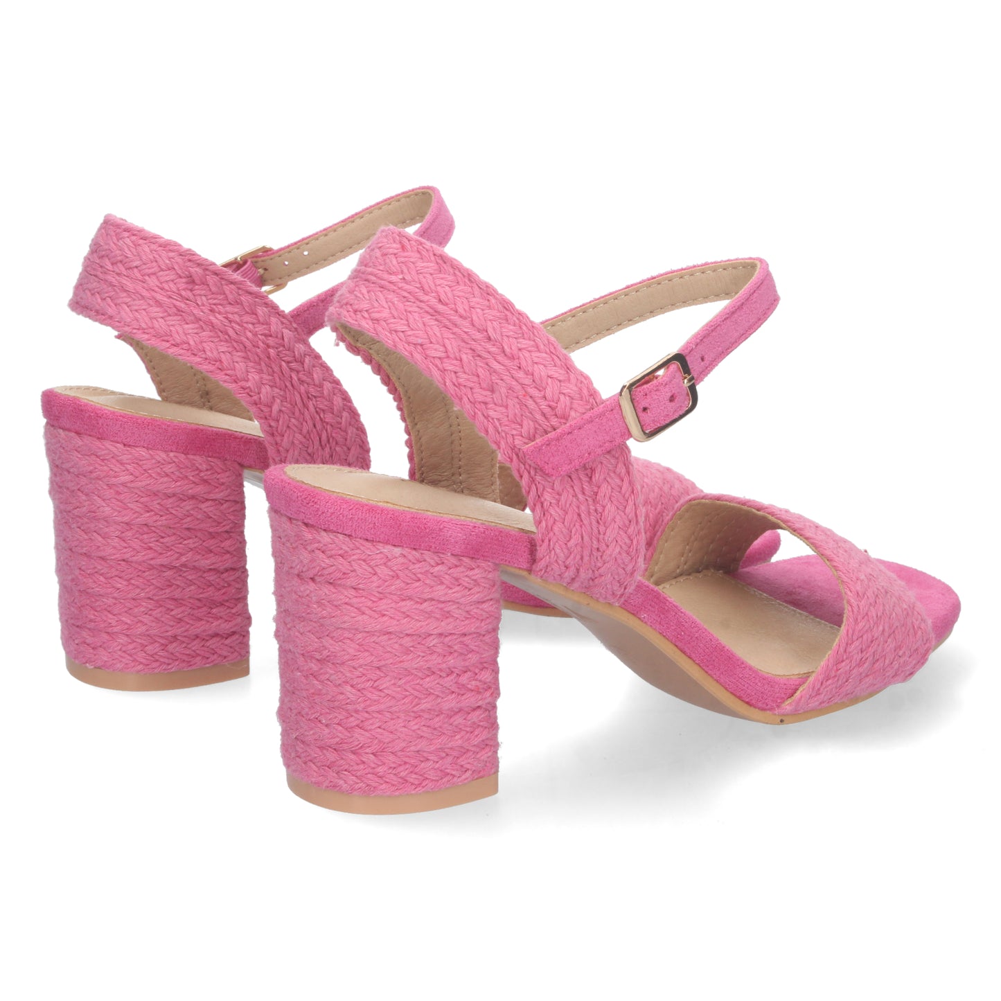 Cyrena Fuchsia Charm – Sandalia Fucsia de Tacón Medio para Mujer con Forrado de Yute y Pala Fina