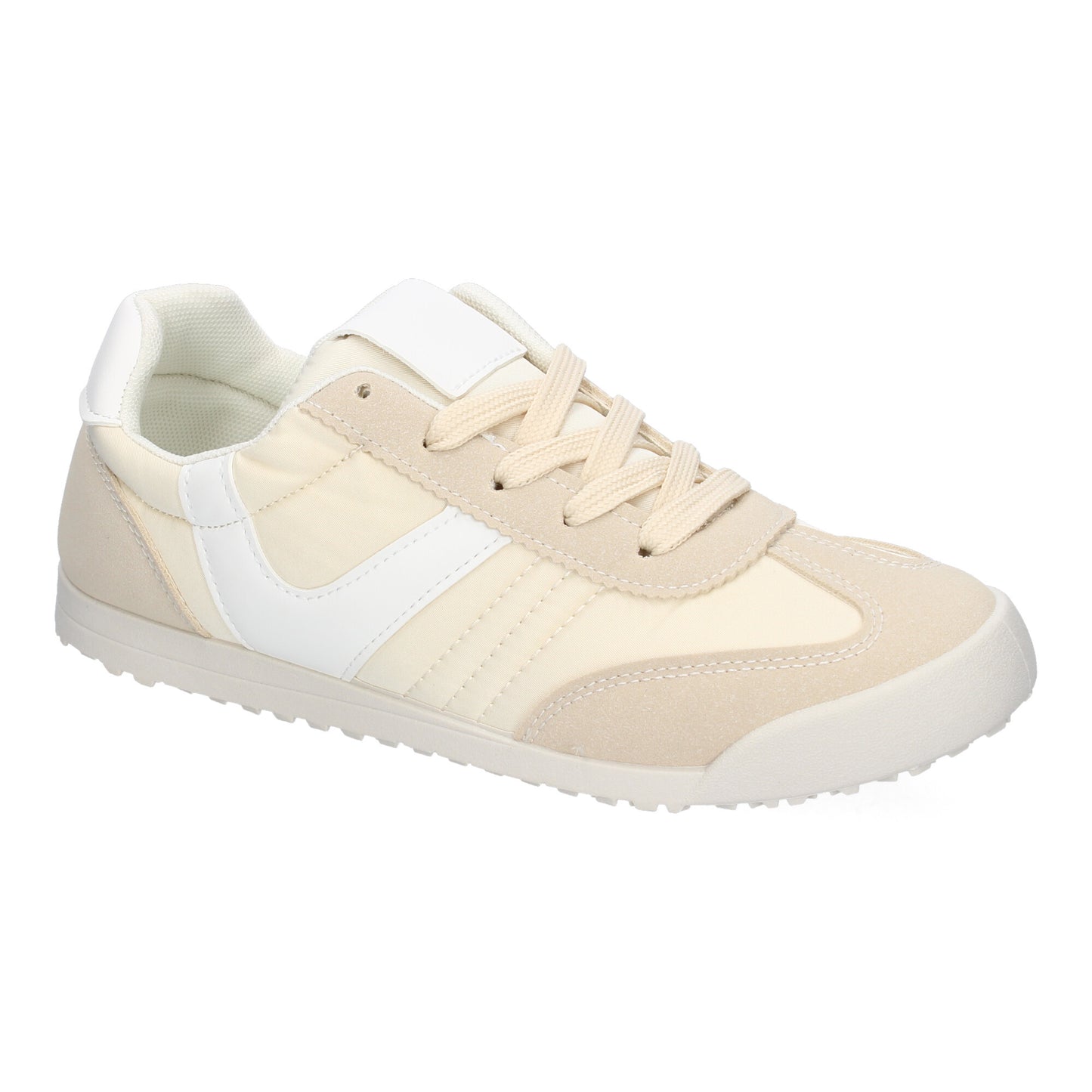 Cyrena Beige Sport – Zapatilla Beige Deportiva Casual para Mujer, Diseño Moderno con Detalles de Colores, Cierre de Cordoneras | Ideal para el Día a Día