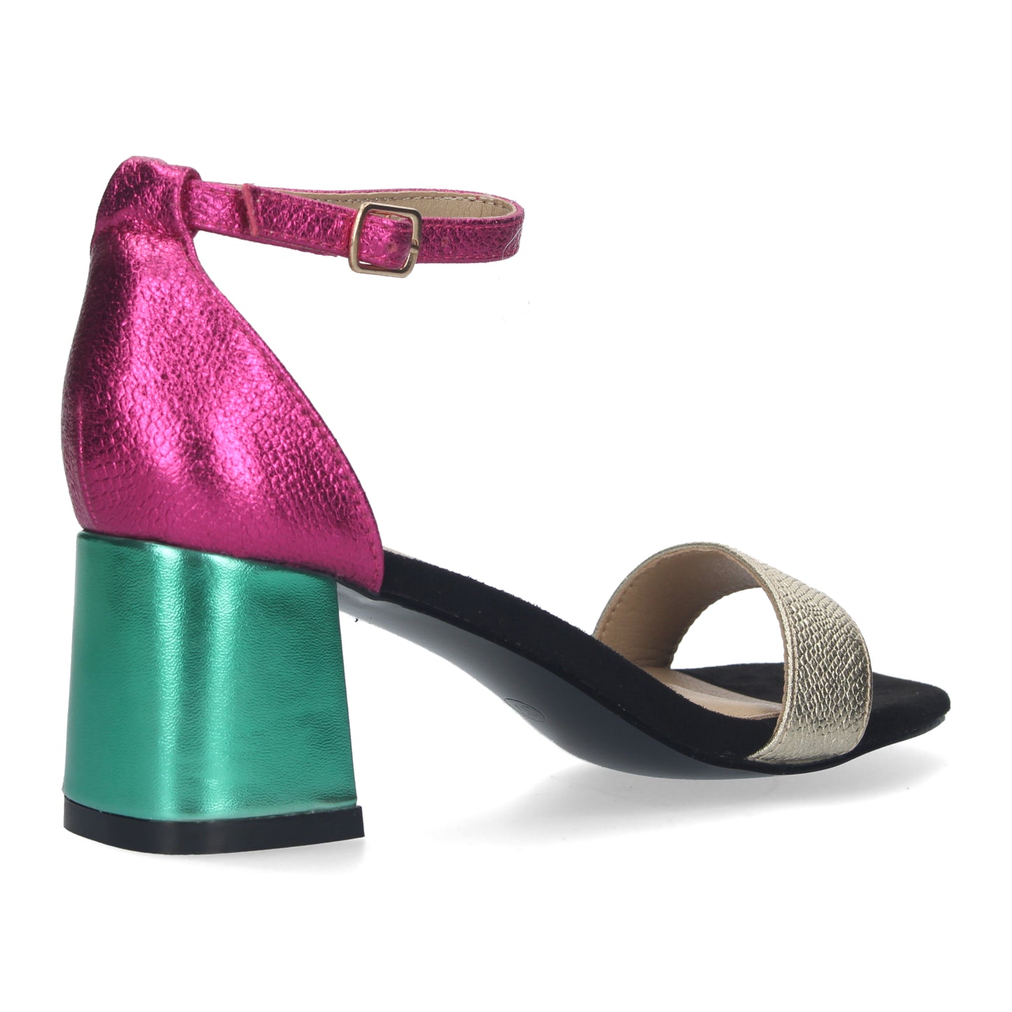 Cyrena Multicolor Chic – Sandalia de Tacón con Estampado Multicolor y Cierre Ankle Strap de Hebilla