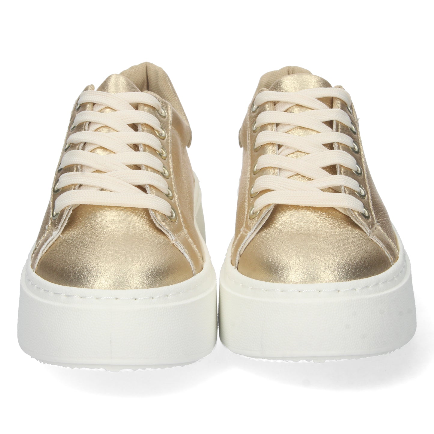 Cyrena Gold Shine – Zapatilla Oro de Plataforma para Mujer, Cómoda con Estampado Brillante y Cierre de Cordones | Primavera-Verano