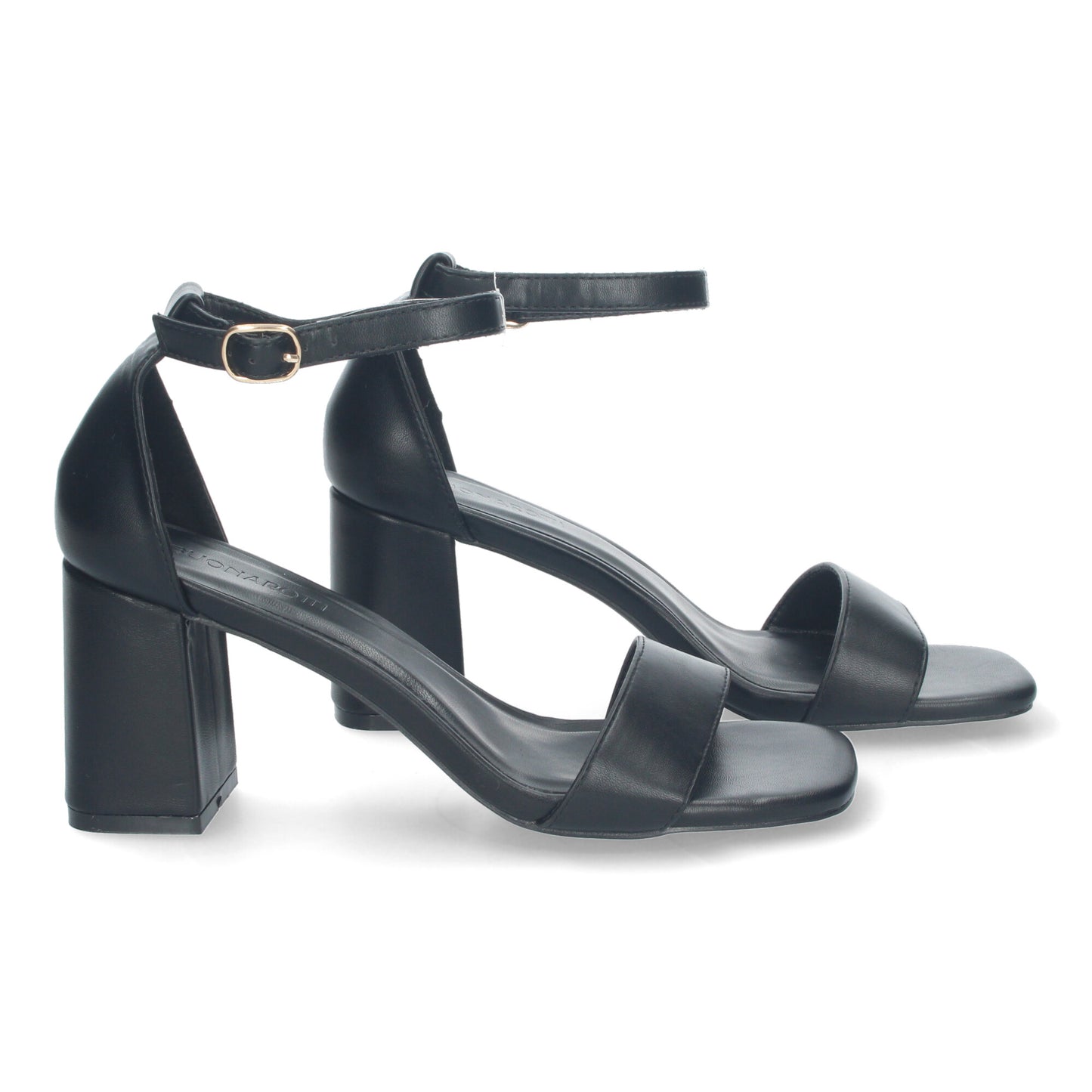 Cyrena Midnight Grace – Sandalia Negra de Tacón con Pala Fina y Ankle Strap de Hebilla