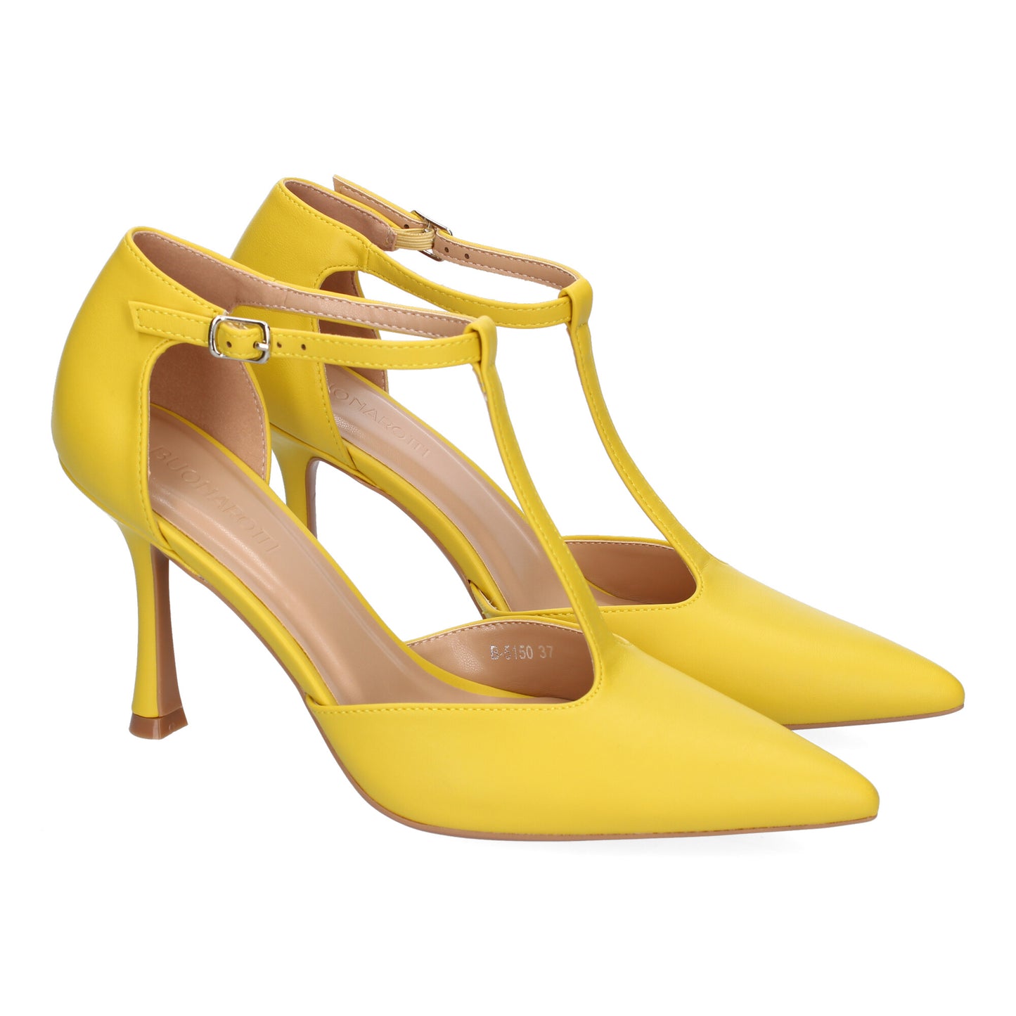 Cyrena Yellow Luxe – Zapatos Amarillos de Tacón Fino para Mujer con Punta Fina y Tira en el Empeine