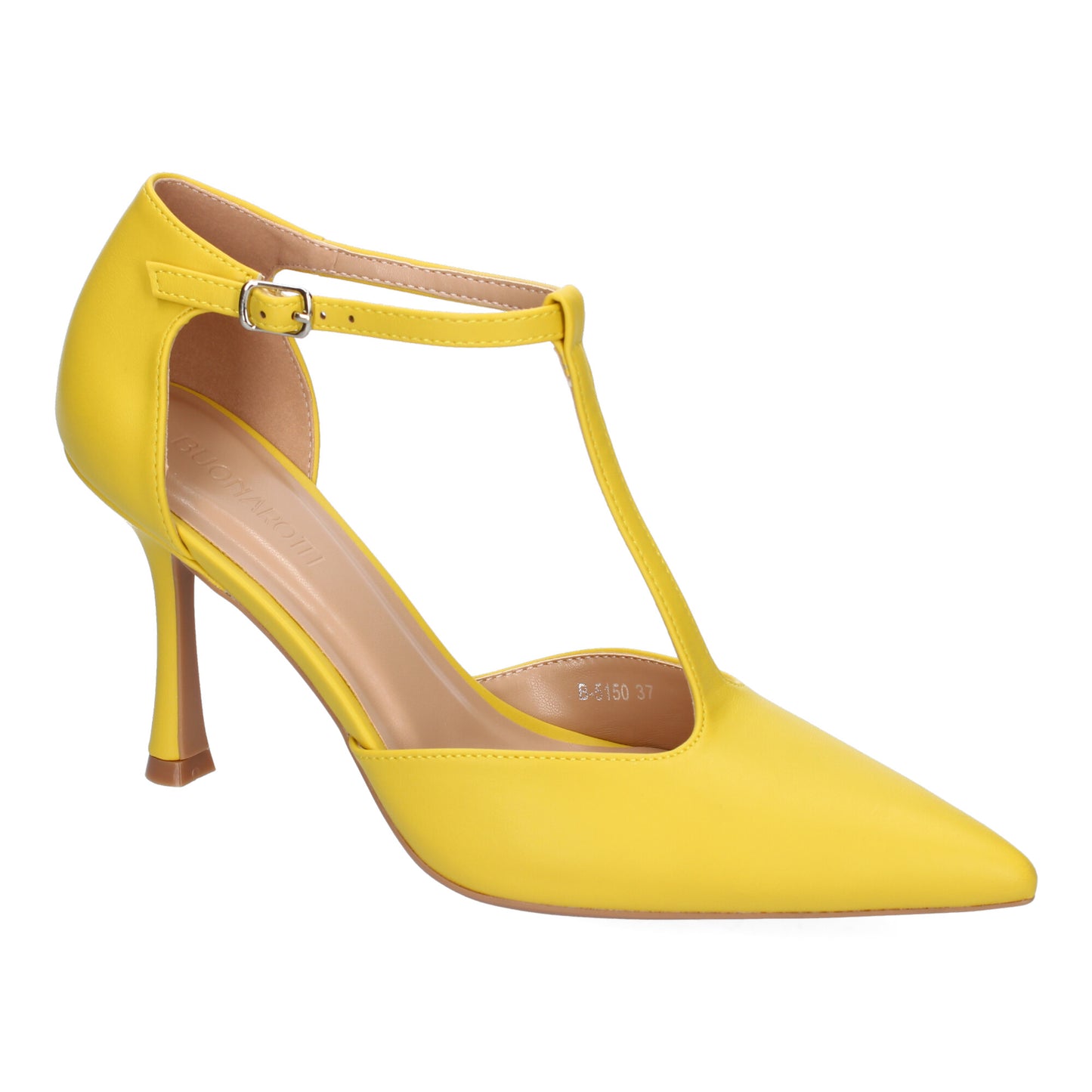 Cyrena Yellow Luxe – Zapatos Amarillos de Tacón Fino para Mujer con Punta Fina y Tira en el Empeine
