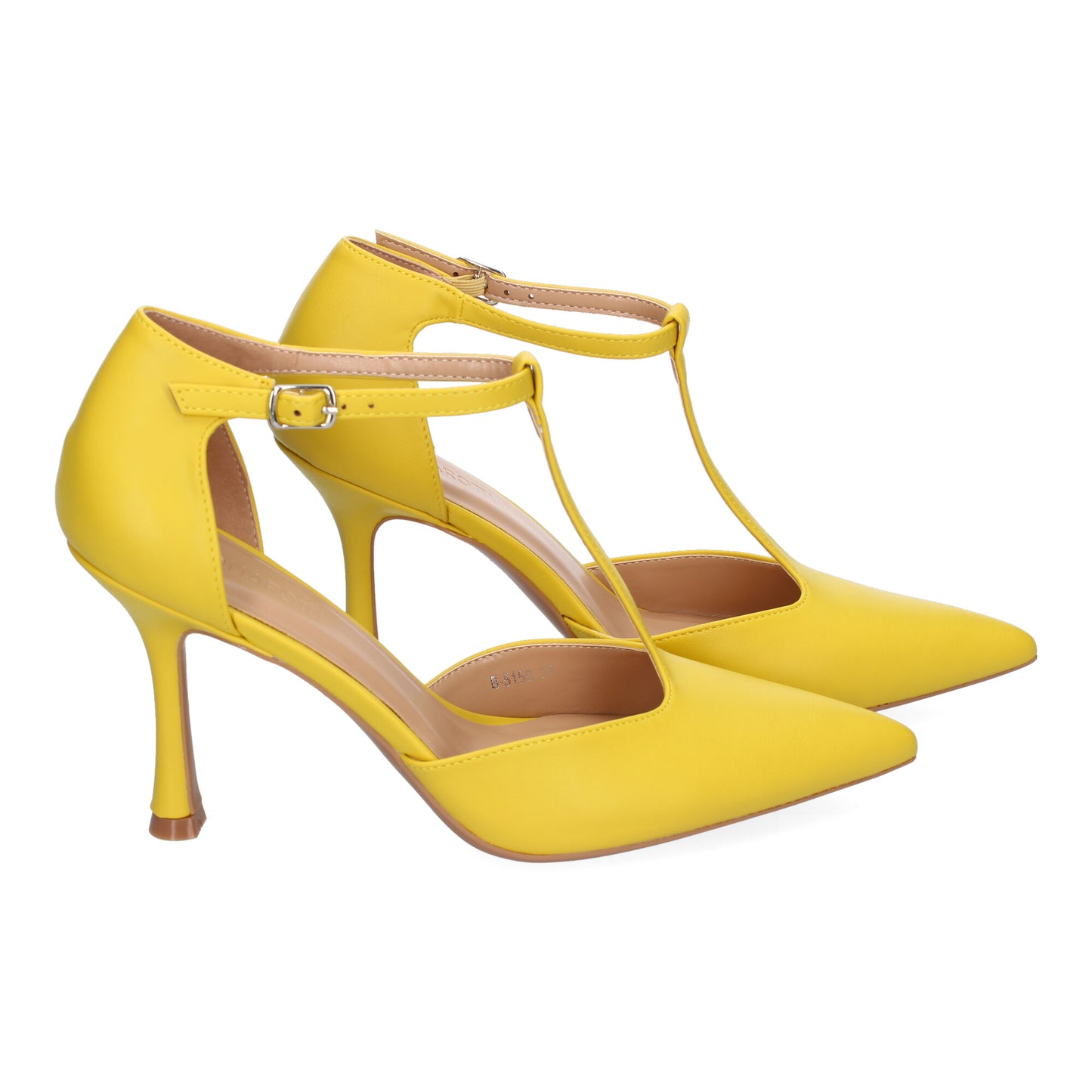 Cyrena Yellow Luxe – Zapatos Amarillos de Tacón Fino para Mujer con Punta Fina y Tira en el Empeine
