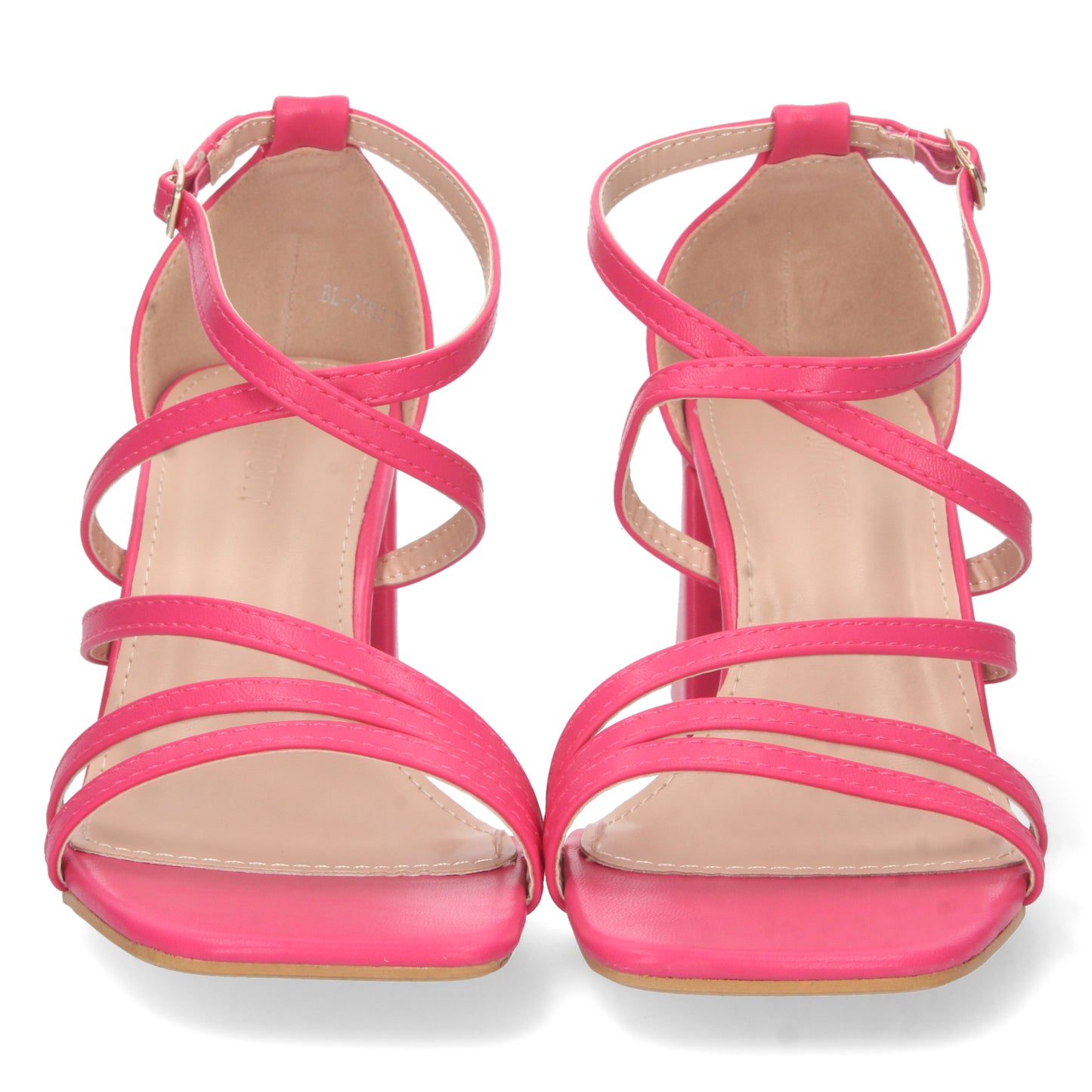 Cyrena Timeless – Sandalia fucsia de Tacón con Palas Finas Cruzadas y Cierre de Hebilla
