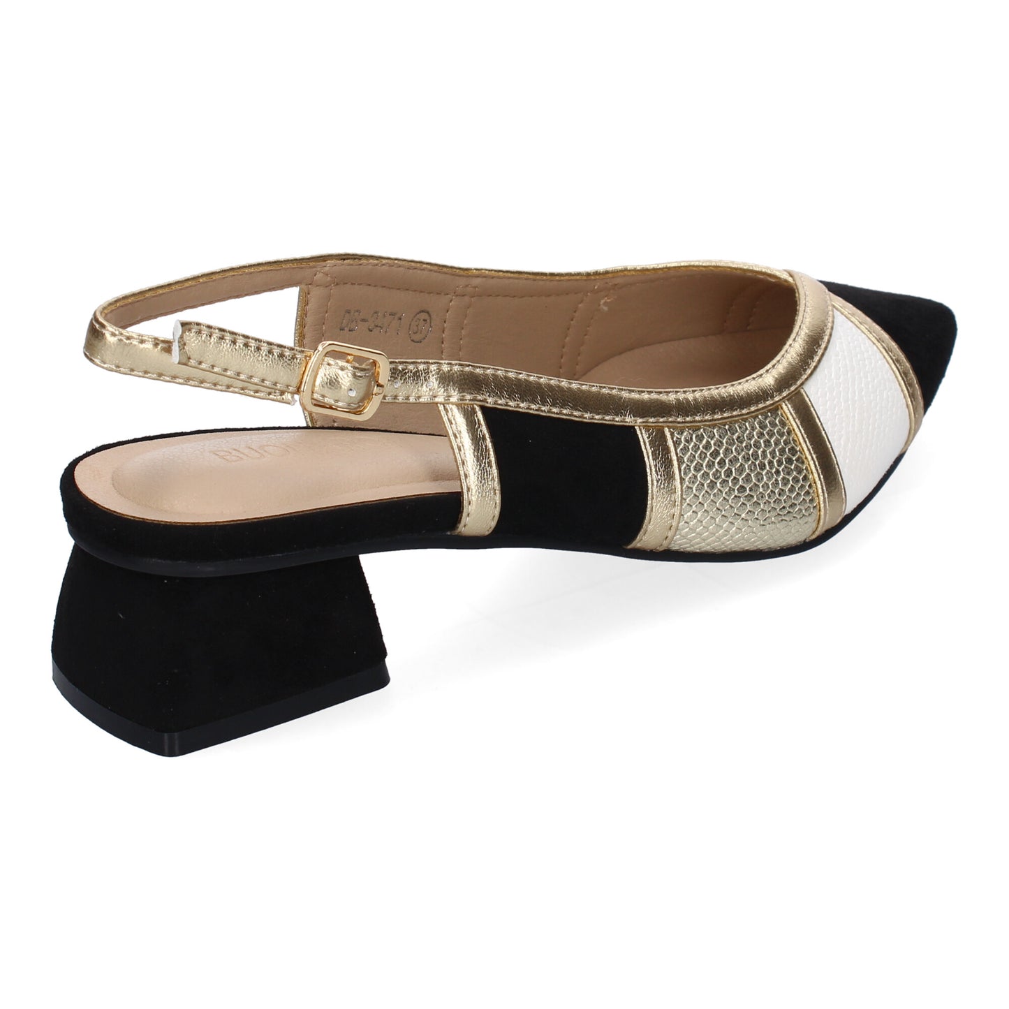 Cyrena Noir Chic – Zapato Negro Plano de Mujer Estilo Salón con Punta Fina y Cierre de Hebilla