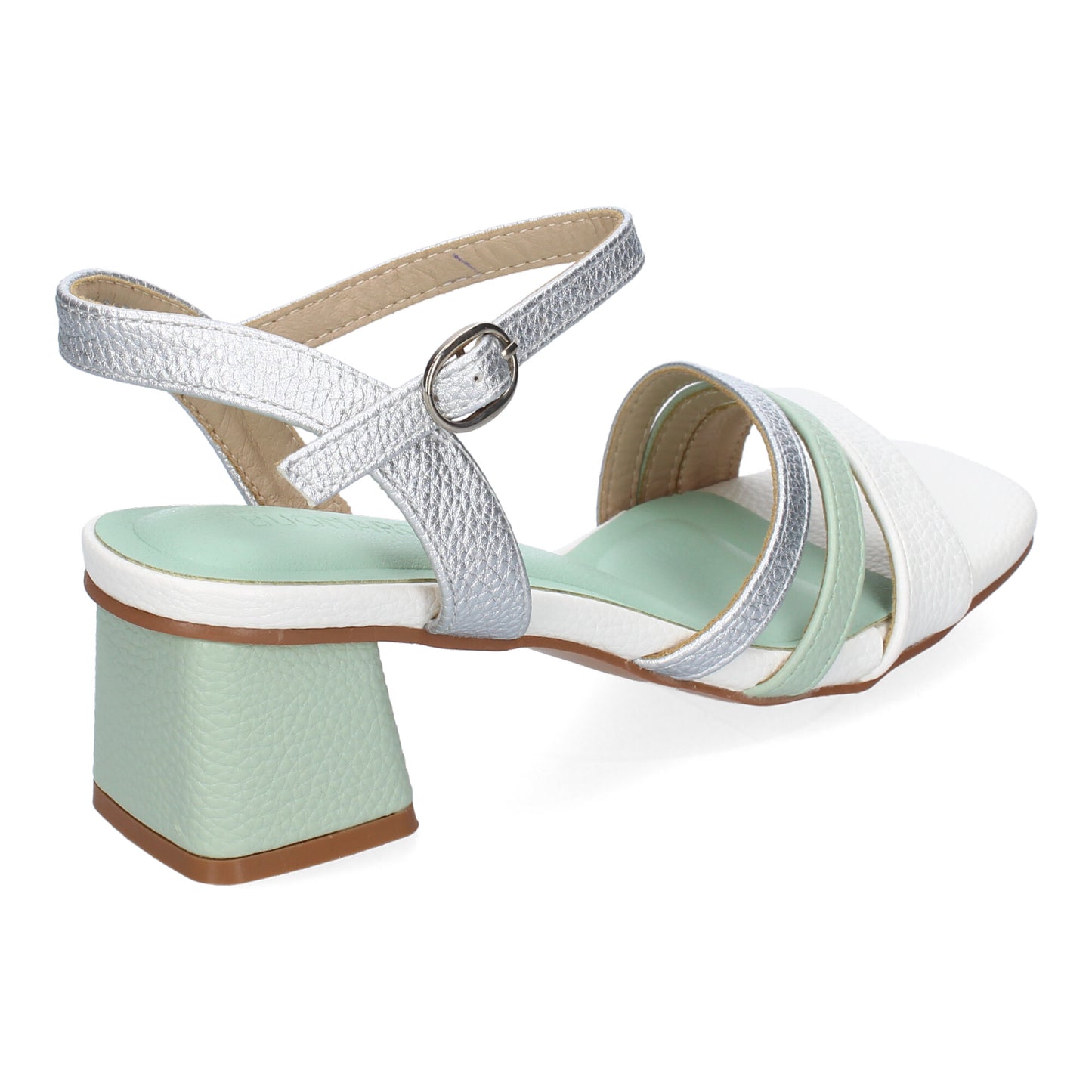 Cyrena Green Elegance – Sandalia Verde de Tacón con Triple Tira en la Pala y Cierre de Hebilla