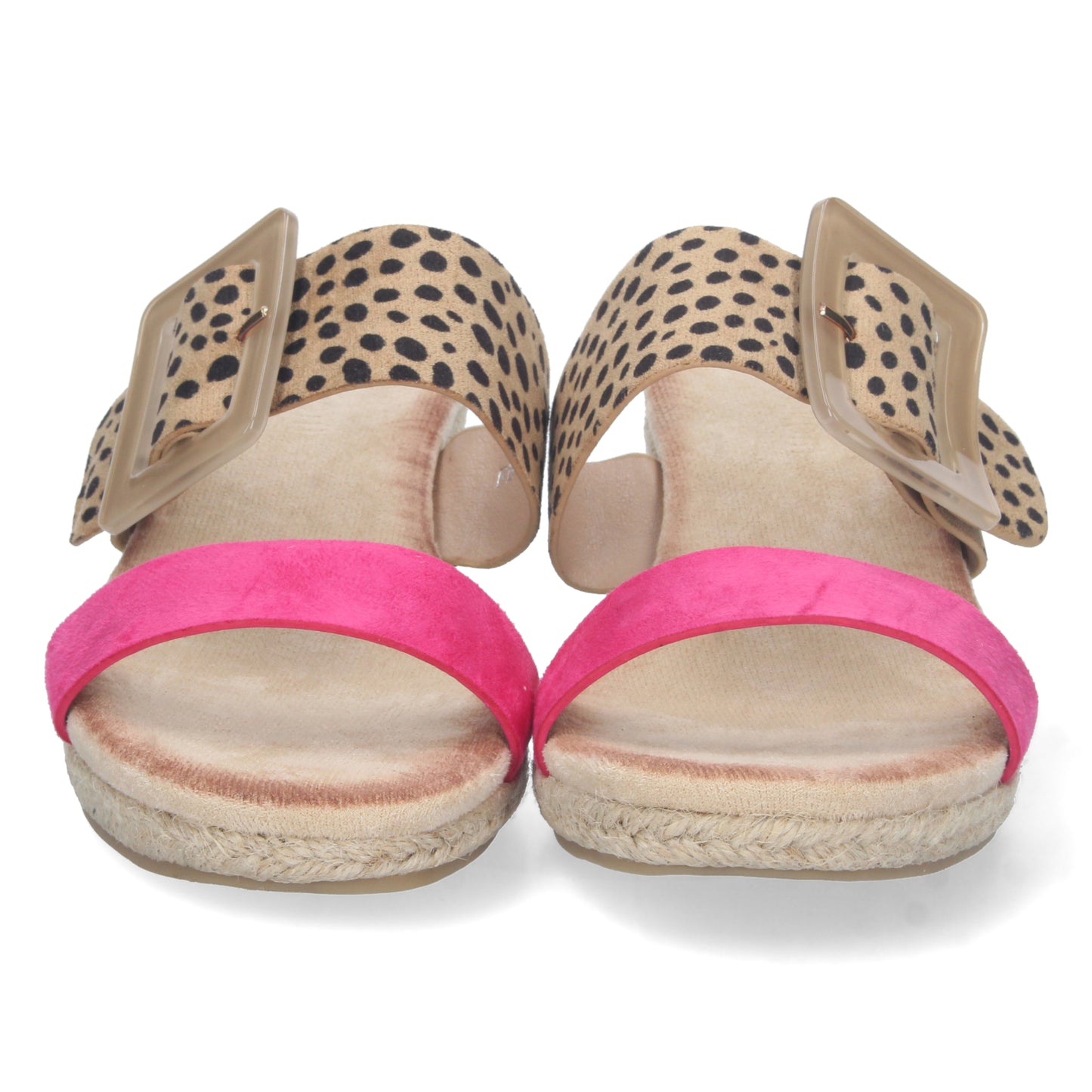 CyrenaStyle Fucsia Leopardo – Sandalia de Cuña para Mujer con Estampado Animal Print y Talón Abierto | Primavera-Verano, Cómoda y Atemporal