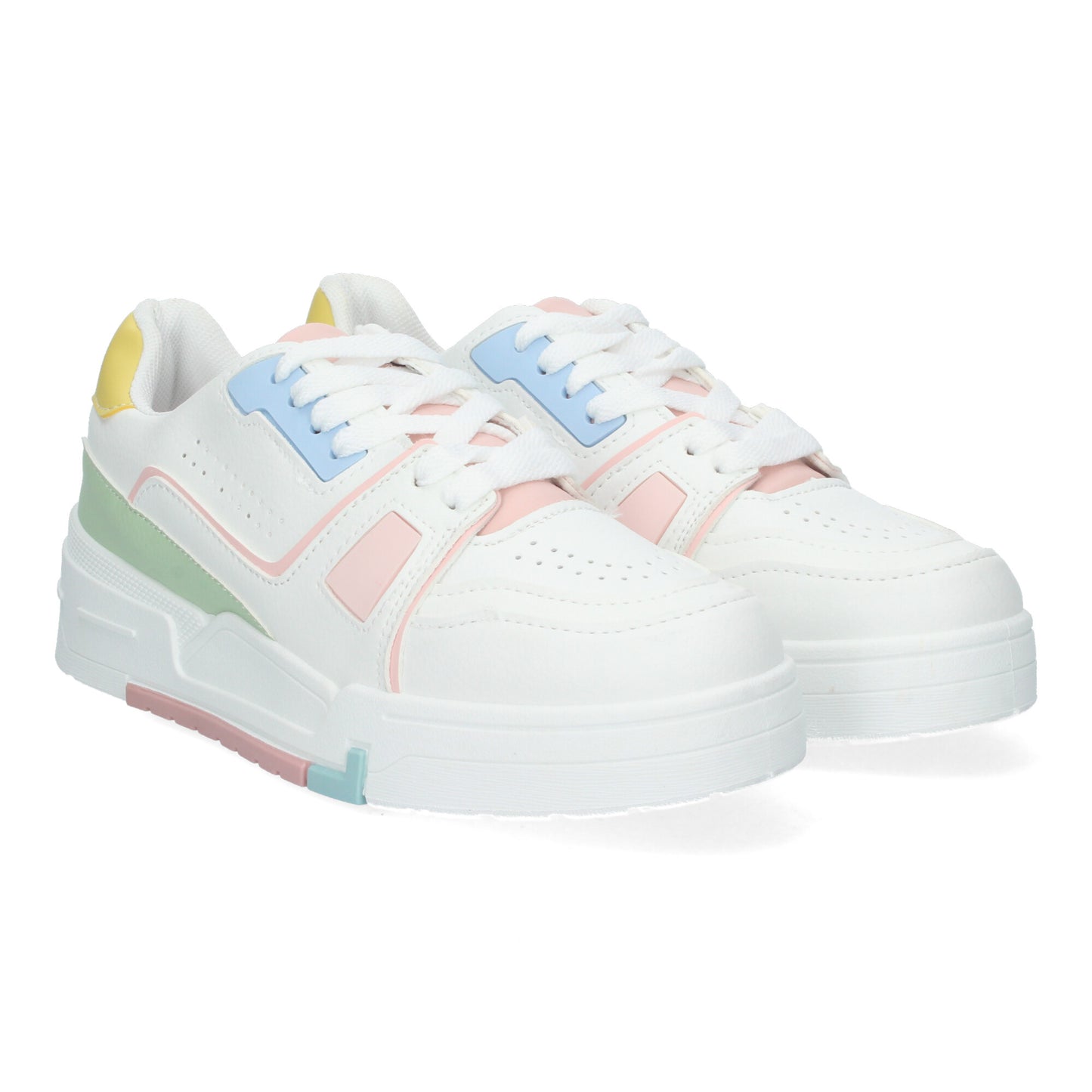 Cyrena Multi Color – Zapatillas Multicolor Planas para Mujer, Diseño Moderno con Punta Redonda y Cierre de Cordones | Confortables para el Día a Día