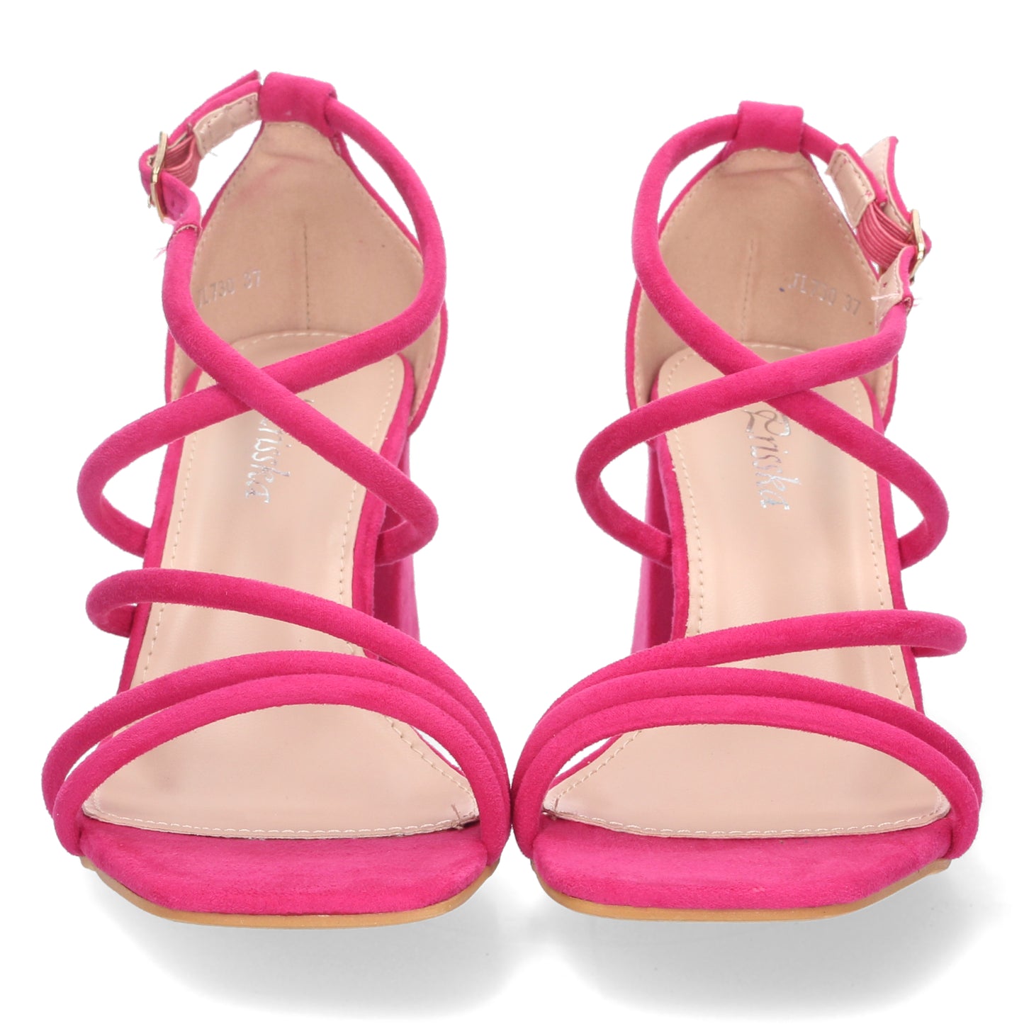 Cyrena Naiara Fuchsia – Sandalia de Tacón Fucsia con Diseño Estilizado y Cierre de Hebilla