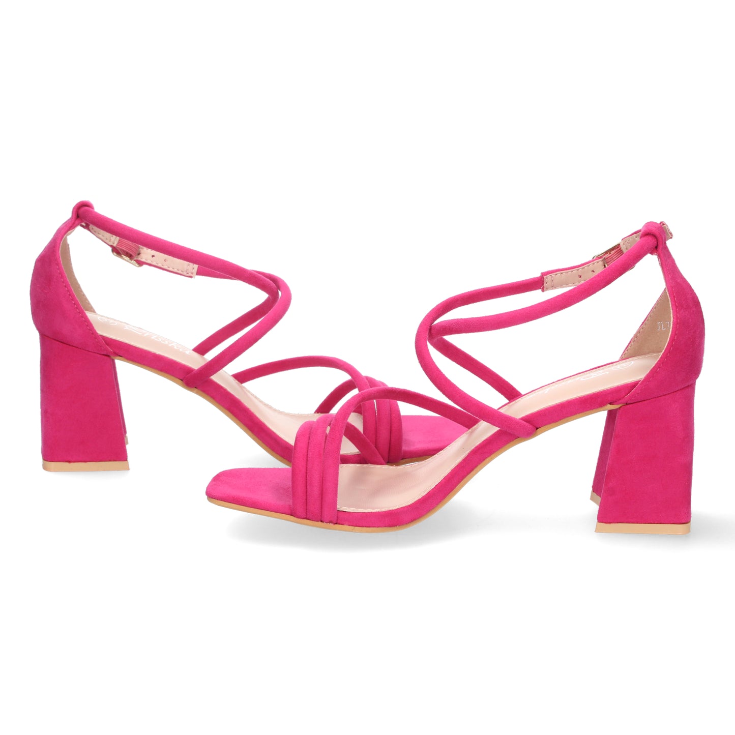 Cyrena Naiara Fuchsia – Sandalia de Tacón Fucsia con Diseño Estilizado y Cierre de Hebilla