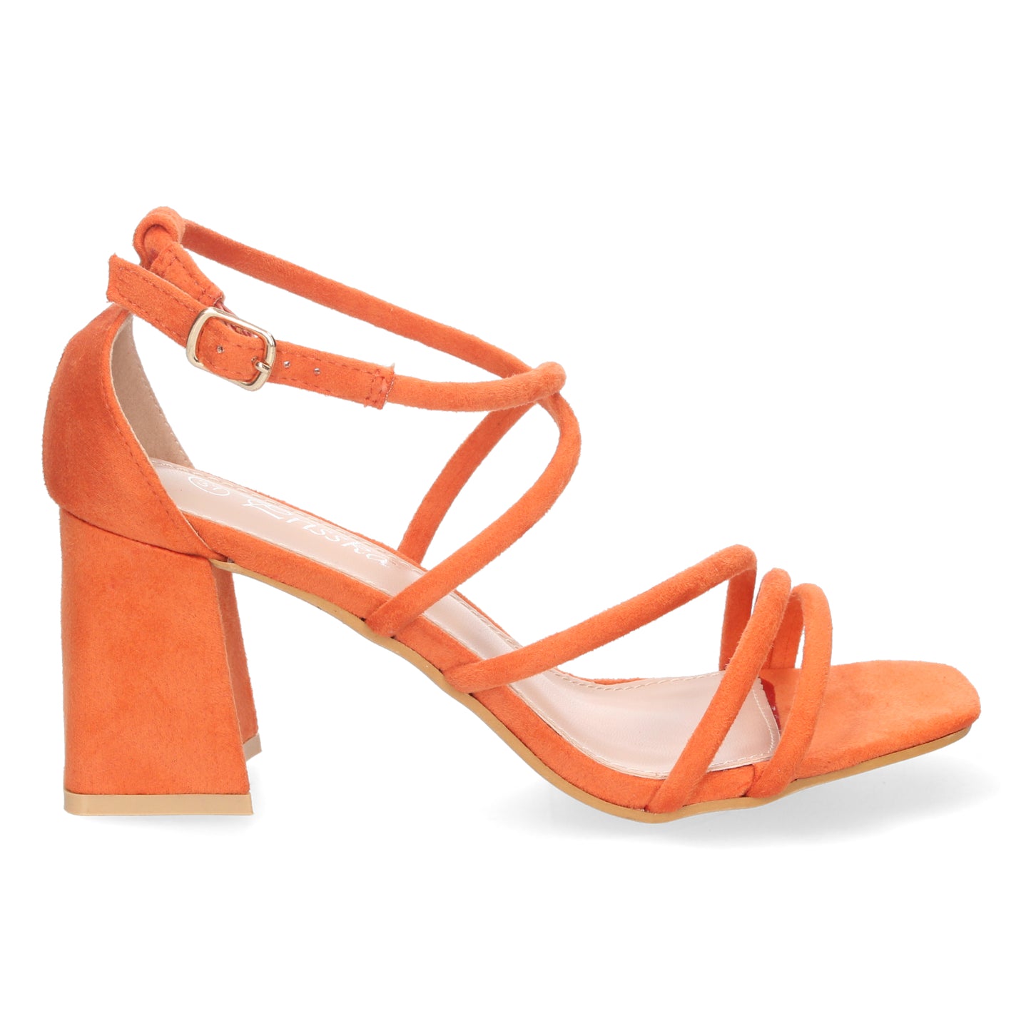 Cyrena Adriana Orange – Sandalia Naranja de Tacón con Palas Finas y Diseño Estilizado