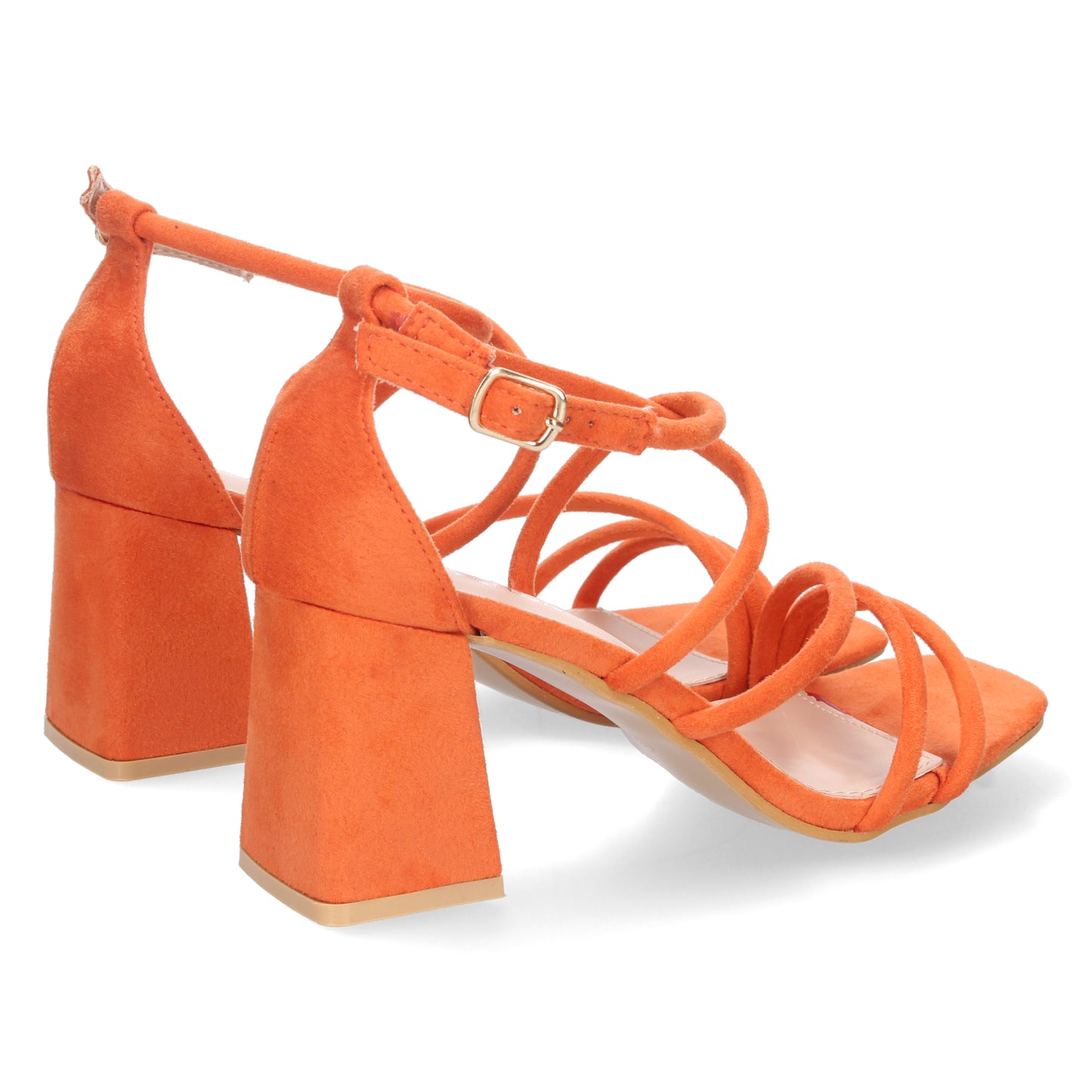 Cyrena Adriana Orange – Sandalia Naranja de Tacón con Palas Finas y Diseño Estilizado