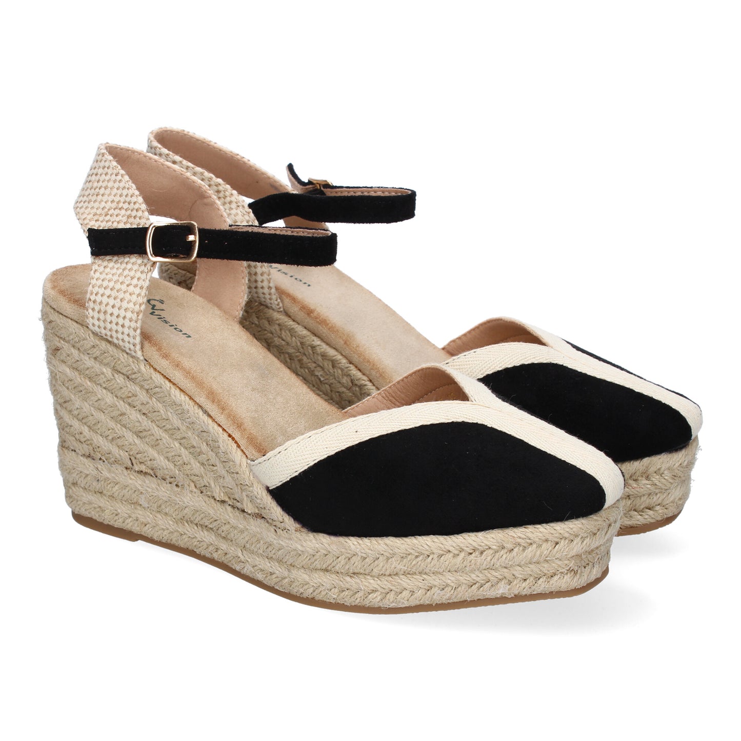CyrenaStyle Black Velvet – Sandalia Negra de Mujer Estilo Valenciana | Punta Fina, Yute Natural y Detalles Elegantes | Ideal para Bodas y Eventos