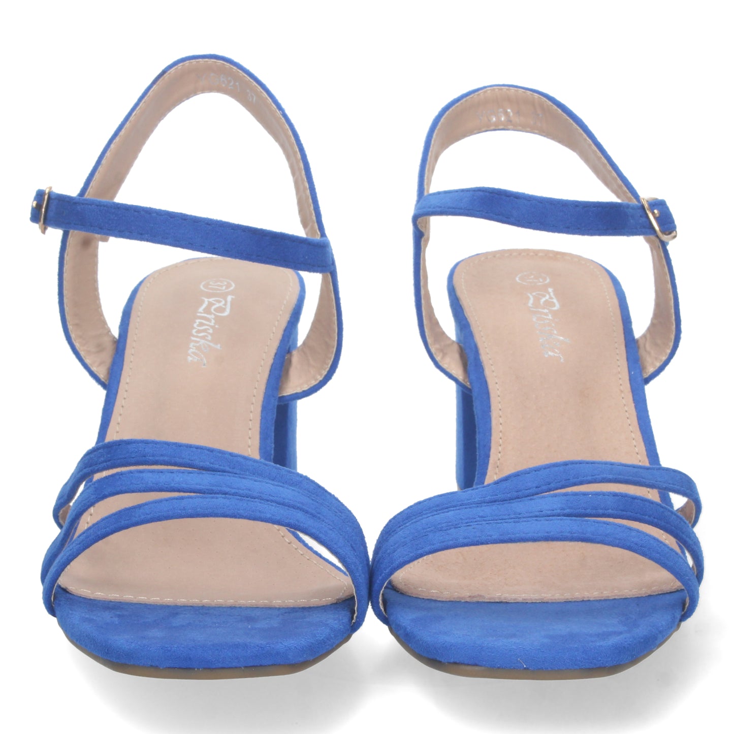 Cyrena Blue Chic – Sandalia Azul de Tacón con Palas Finas, Talón Abierto y Cierre de Hebilla