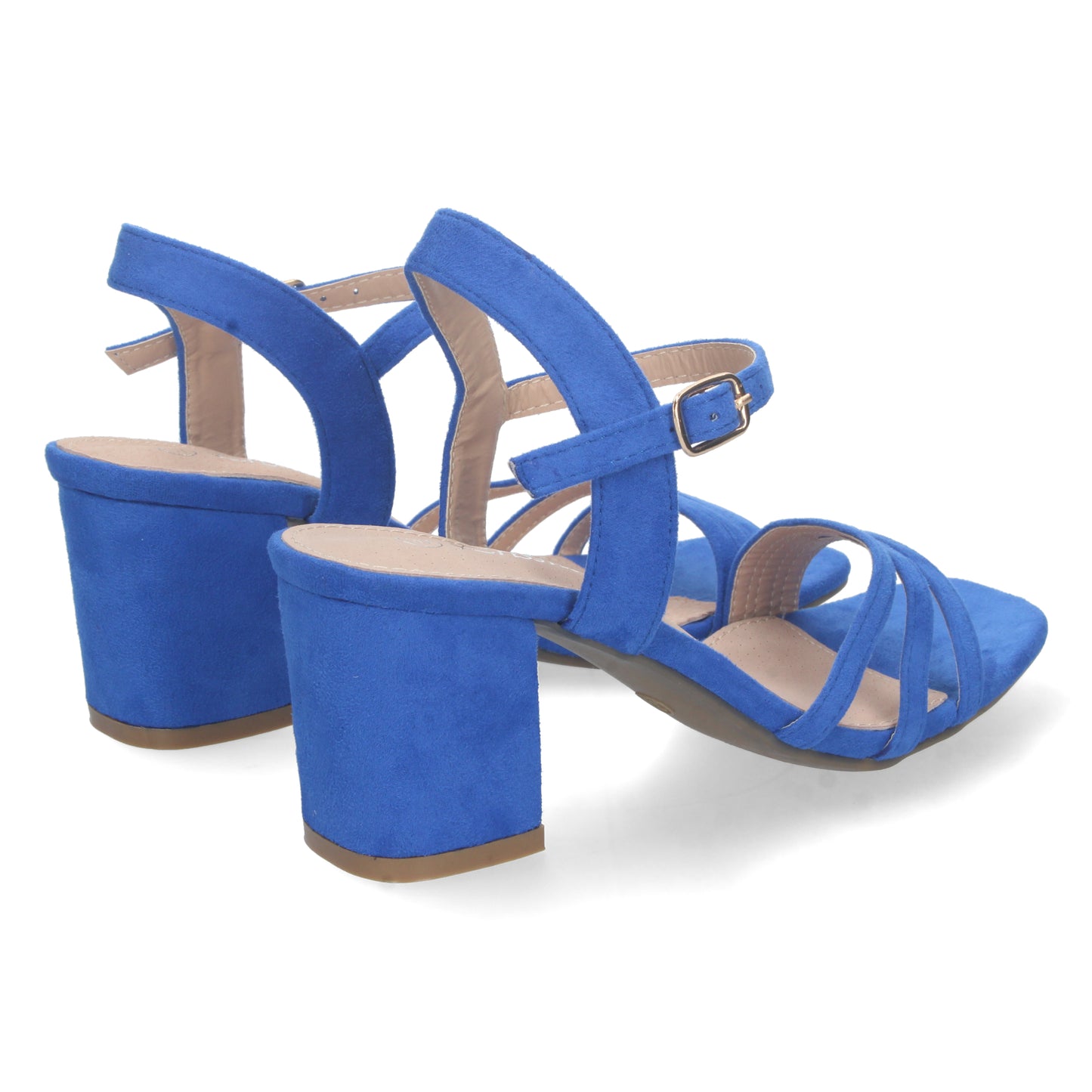 Cyrena Blue Chic – Sandalia Azul de Tacón con Palas Finas, Talón Abierto y Cierre de Hebilla