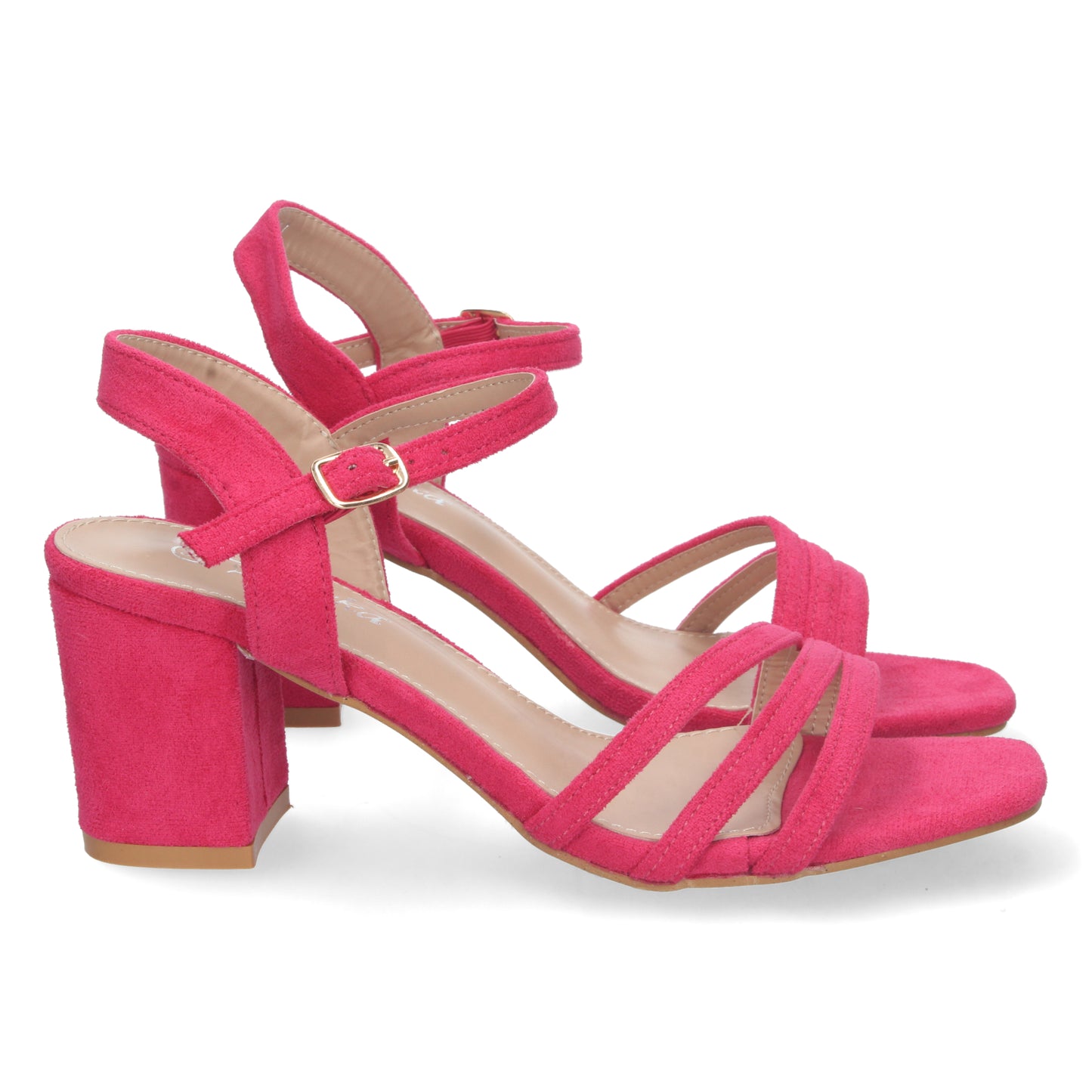 Cyrena Fuchsia Glam – Sandalia Fucsia de Tacón con Palas Finas, Talón Abierto y Cierre de Hebilla