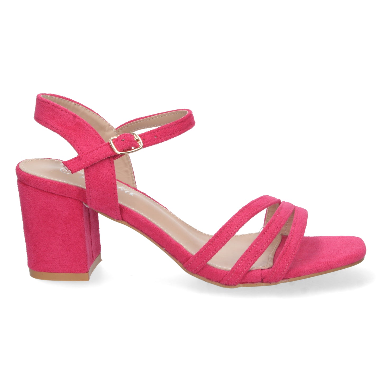 Cyrena Fuchsia Glam – Sandalia Fucsia de Tacón con Palas Finas, Talón Abierto y Cierre de Hebilla