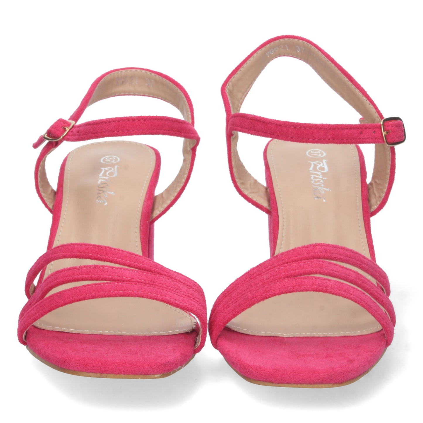 Cyrena Fuchsia Glam – Sandalia Fucsia de Tacón con Palas Finas, Talón Abierto y Cierre de Hebilla
