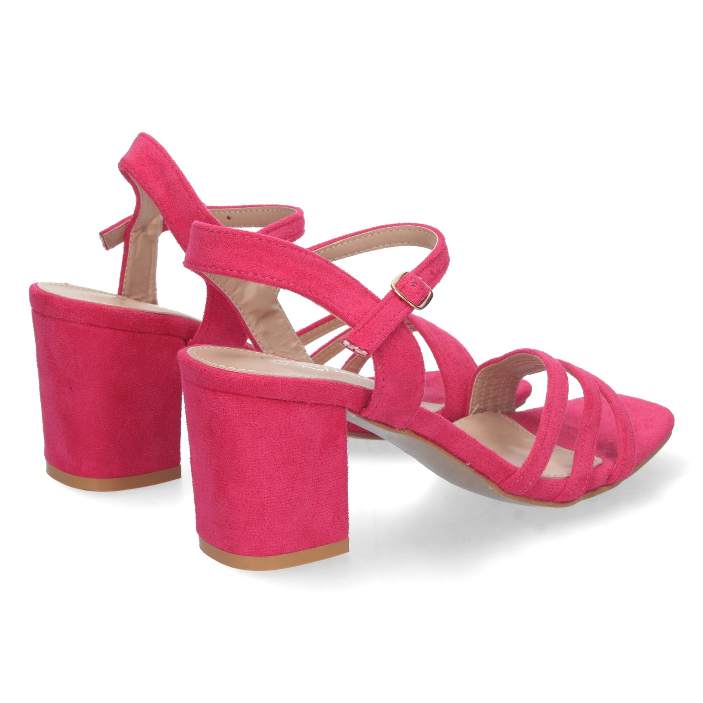 Cyrena Fuchsia Glam – Sandalia Fucsia de Tacón con Palas Finas, Talón Abierto y Cierre de Hebilla