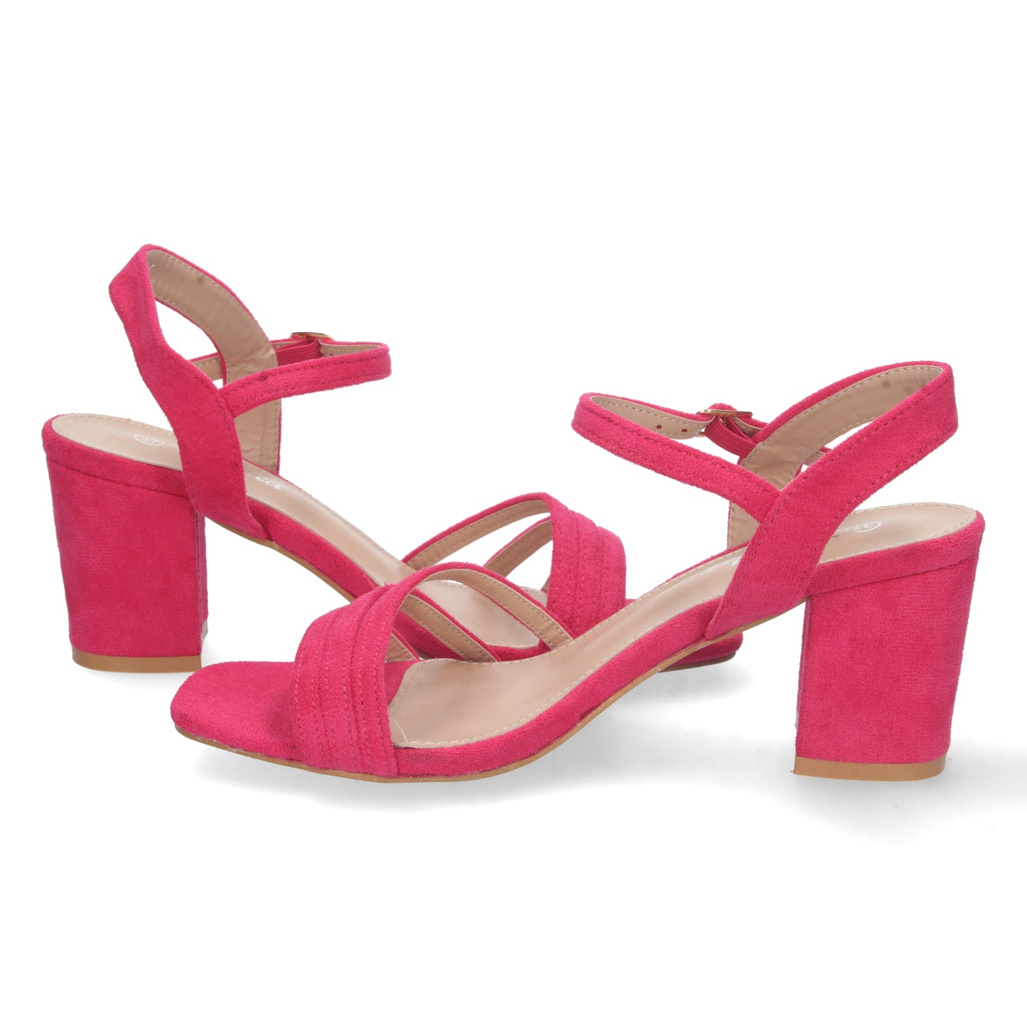 Cyrena Fuchsia Glam – Sandalia Fucsia de Tacón con Palas Finas, Talón Abierto y Cierre de Hebilla