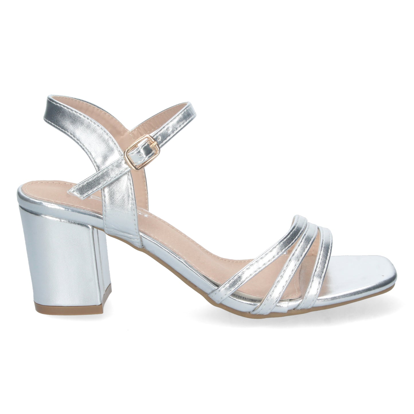 Cyrena Silver Grace – Sandalia Plata de Tacón para Mujer con Palas Finas y Talón Abierto