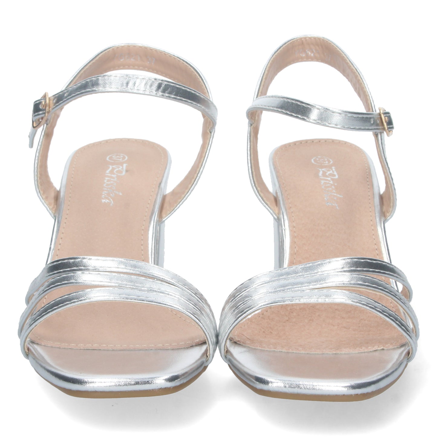Cyrena Silver Grace – Sandalia Plata de Tacón para Mujer con Palas Finas y Talón Abierto