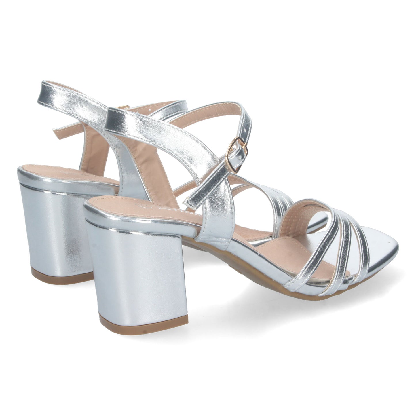 Cyrena Silver Grace – Sandalia Plata de Tacón para Mujer con Palas Finas y Talón Abierto