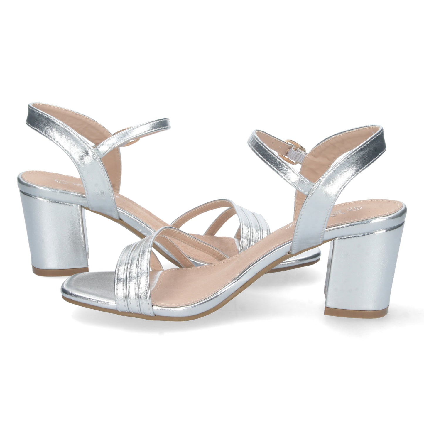 Cyrena Silver Grace – Sandalia Plata de Tacón para Mujer con Palas Finas y Talón Abierto