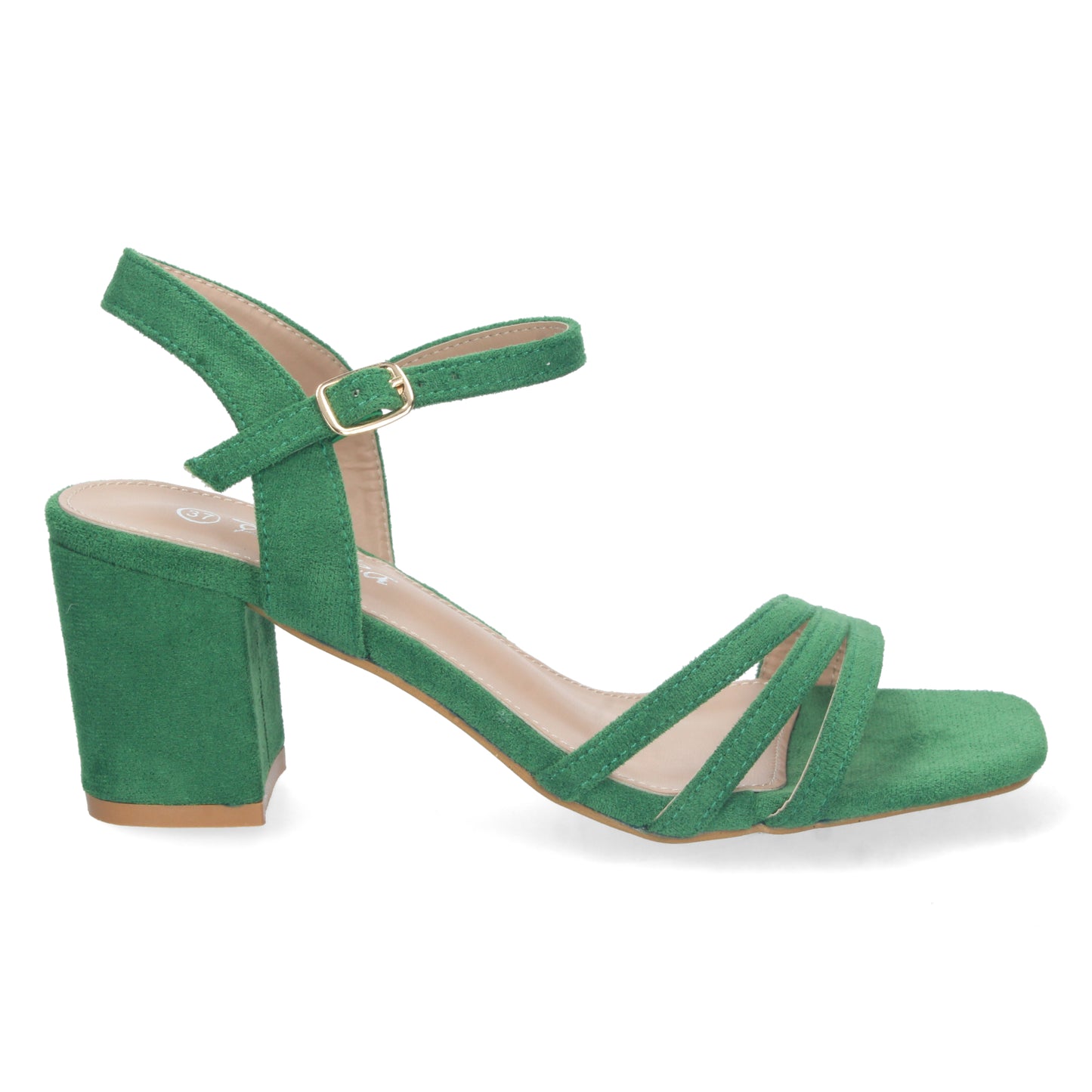 Cyrena Esmeralda Elegance – Sandalia Verde de Tacón con Cierre de Hebilla