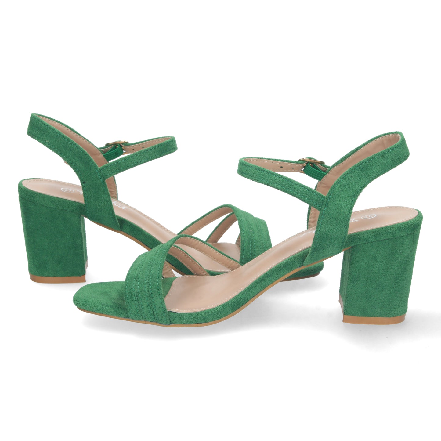 Cyrena Esmeralda Elegance – Sandalia Verde de Tacón con Cierre de Hebilla
