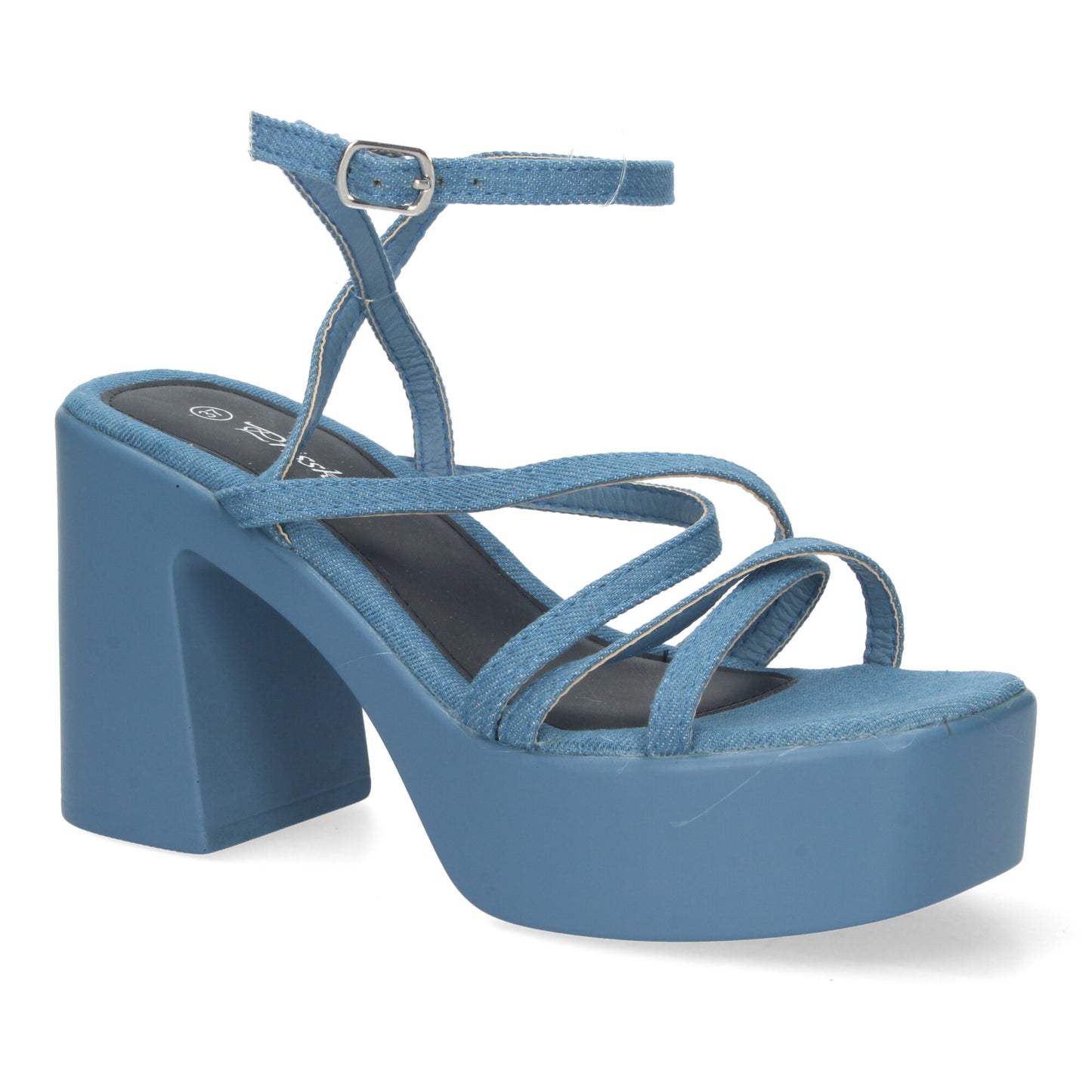 Cyrena Denim Luxe – Sandalias Jeans de Plataforma con Tiras Entrelazadas y Cierre de Hebilla