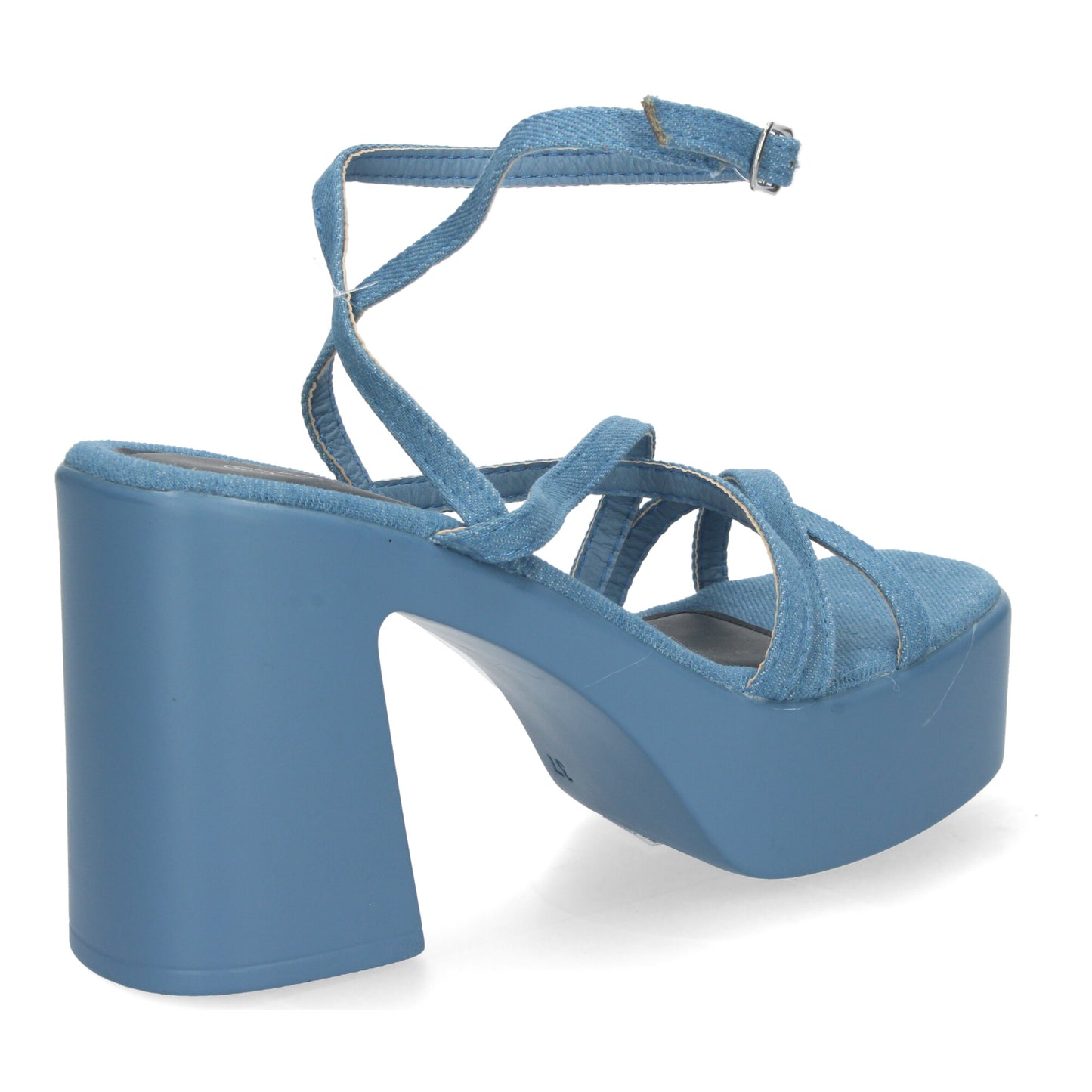 Cyrena Denim Luxe – Sandalias Jeans de Plataforma con Tiras Entrelazadas y Cierre de Hebilla