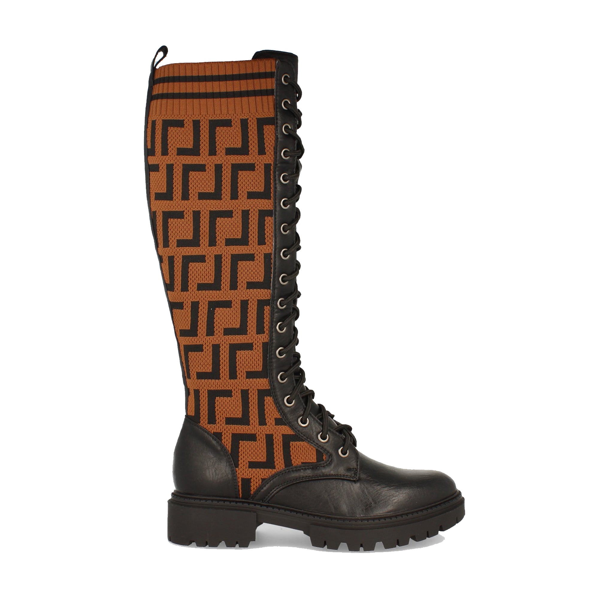 Bota Plana para Mujer con Grabados Étnicos