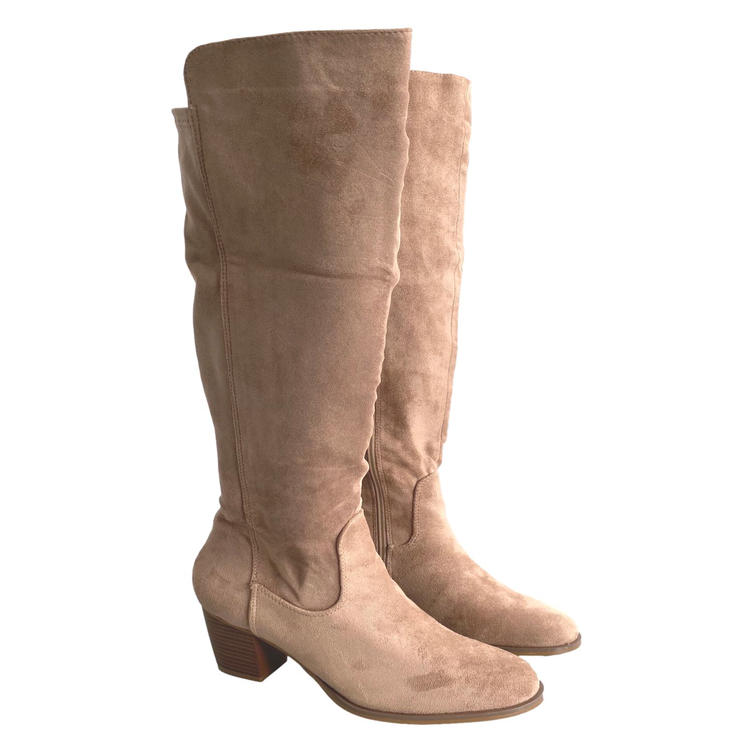 Bota de Tacón para Mujer Cómoda con Punta Redonda y Cremallera