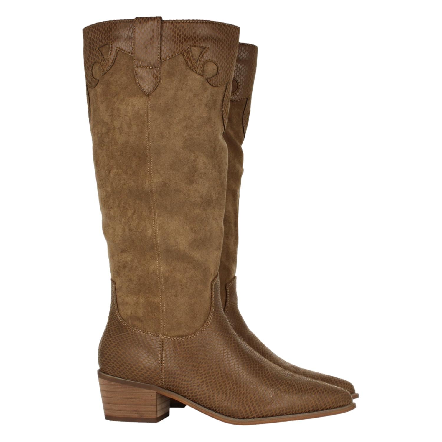 Bota de Tacón para Mujer con Estampado de Serpiente y Punta Fina