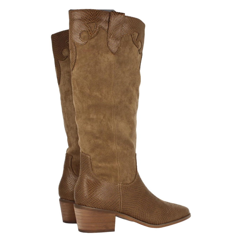 Bota de Tacón para Mujer con Estampado de Serpiente y Punta Fina
