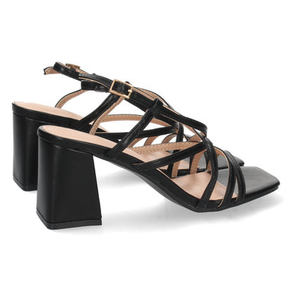 Cyrena Noir Elegance – Sandalias Negras de Tacón para Mujer | Elegantes y Cómodas para Invitadas