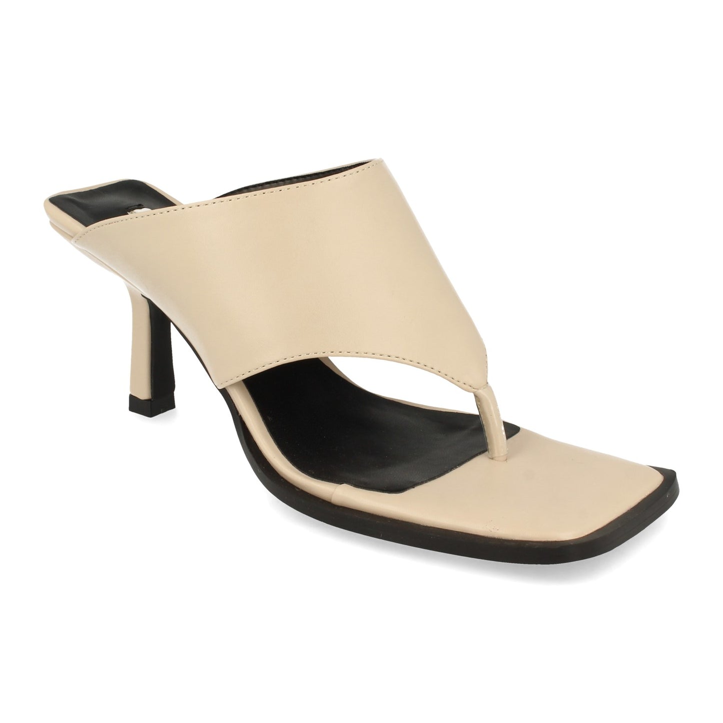 Cyrena Beige Elegance – Sandalia Beige Esclava con Tacón de Aguja y Talón Abierto para Mujer