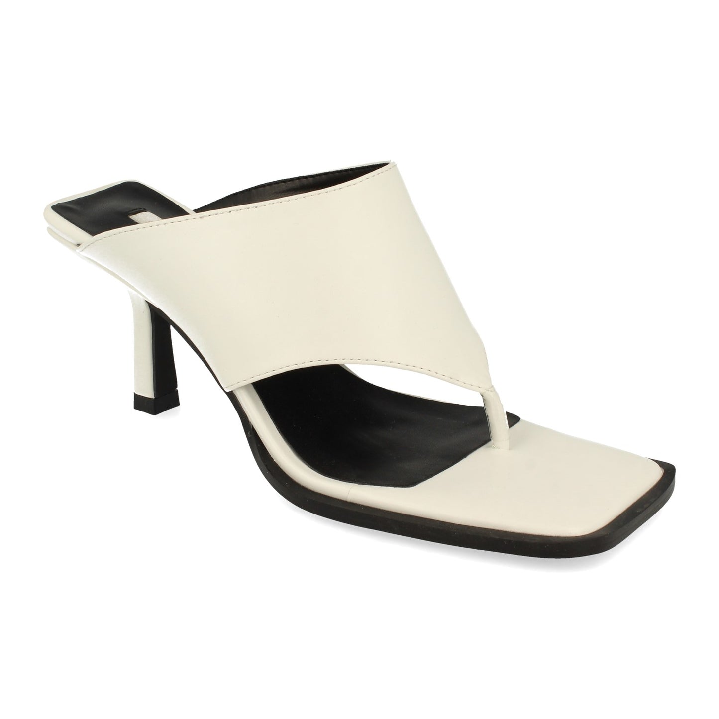 Cyrena White Elegance – Sandalia Blanca Esclava con Tacón de Aguja y Talón Abierto para Mujer
