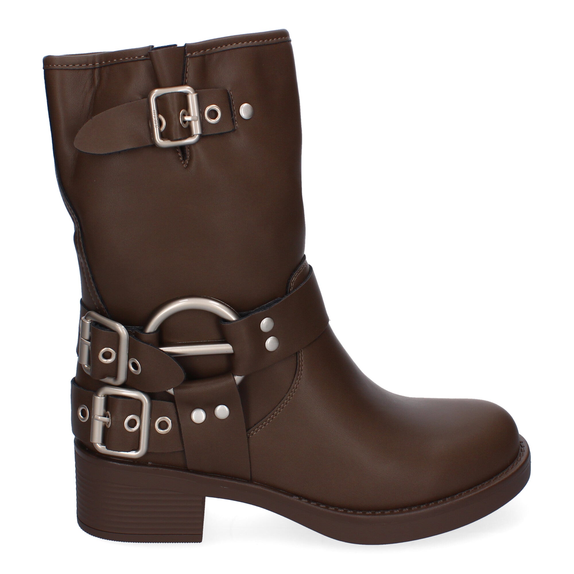 Botines Moteros de Mujer Cómodos y Elegantes con Hebillas y Cremallera Lateral Otoño-Invierno